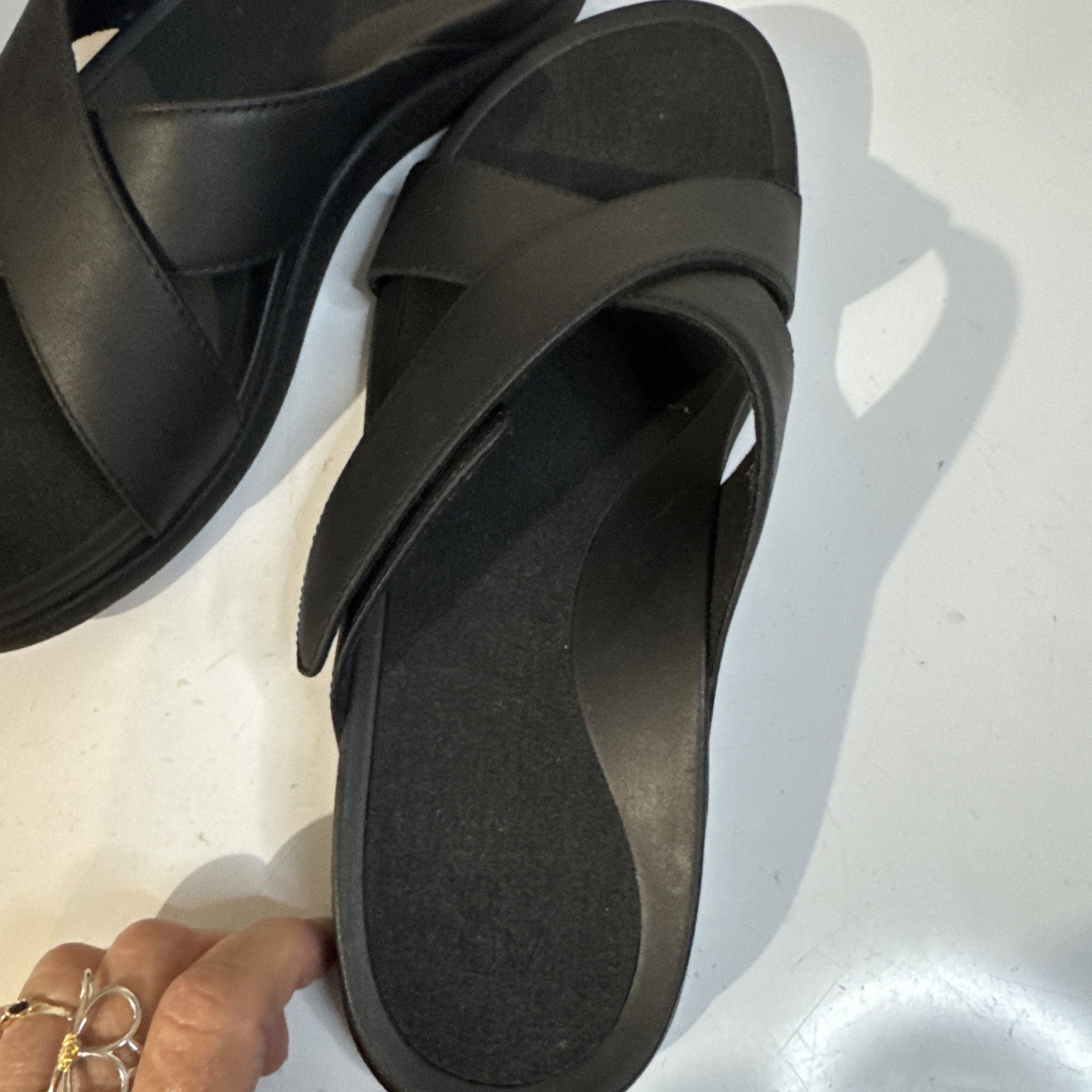 ABEO Laguna Women’s Slide Leather Sandals Size 9 Black