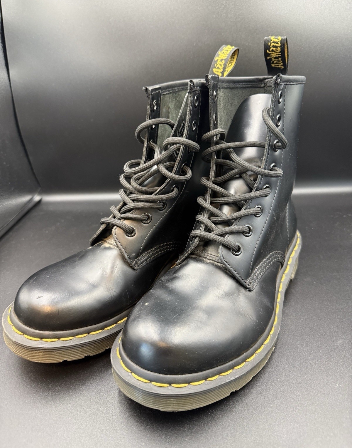 Dr Martens 1460 Women’s 8 Black Smooth Leather 8 Eye Lace Up Combat Boots