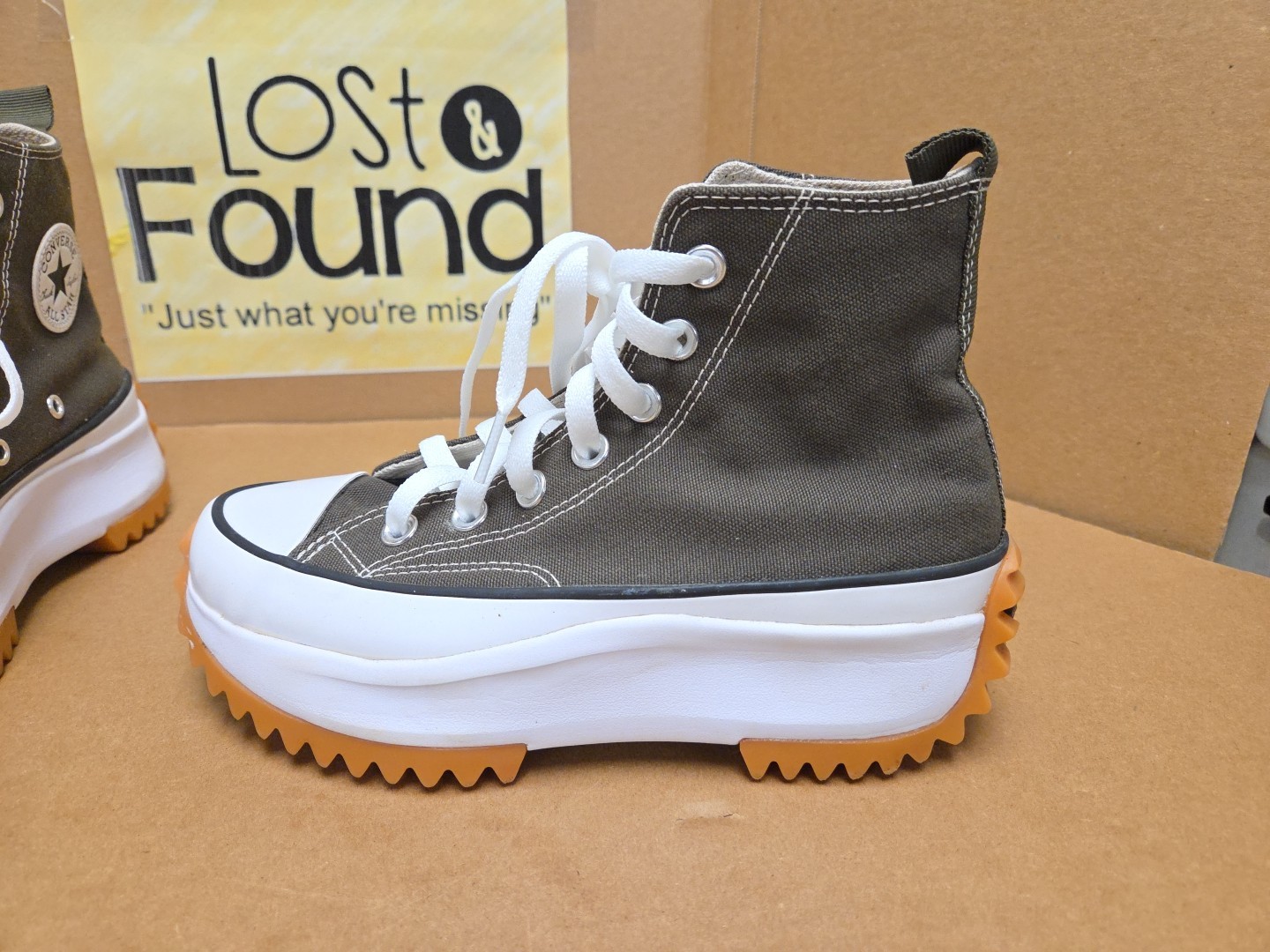 Size Women 5 Men 3.5 Converse Run Star Hike High Cargo Green Khaki * No Insoles