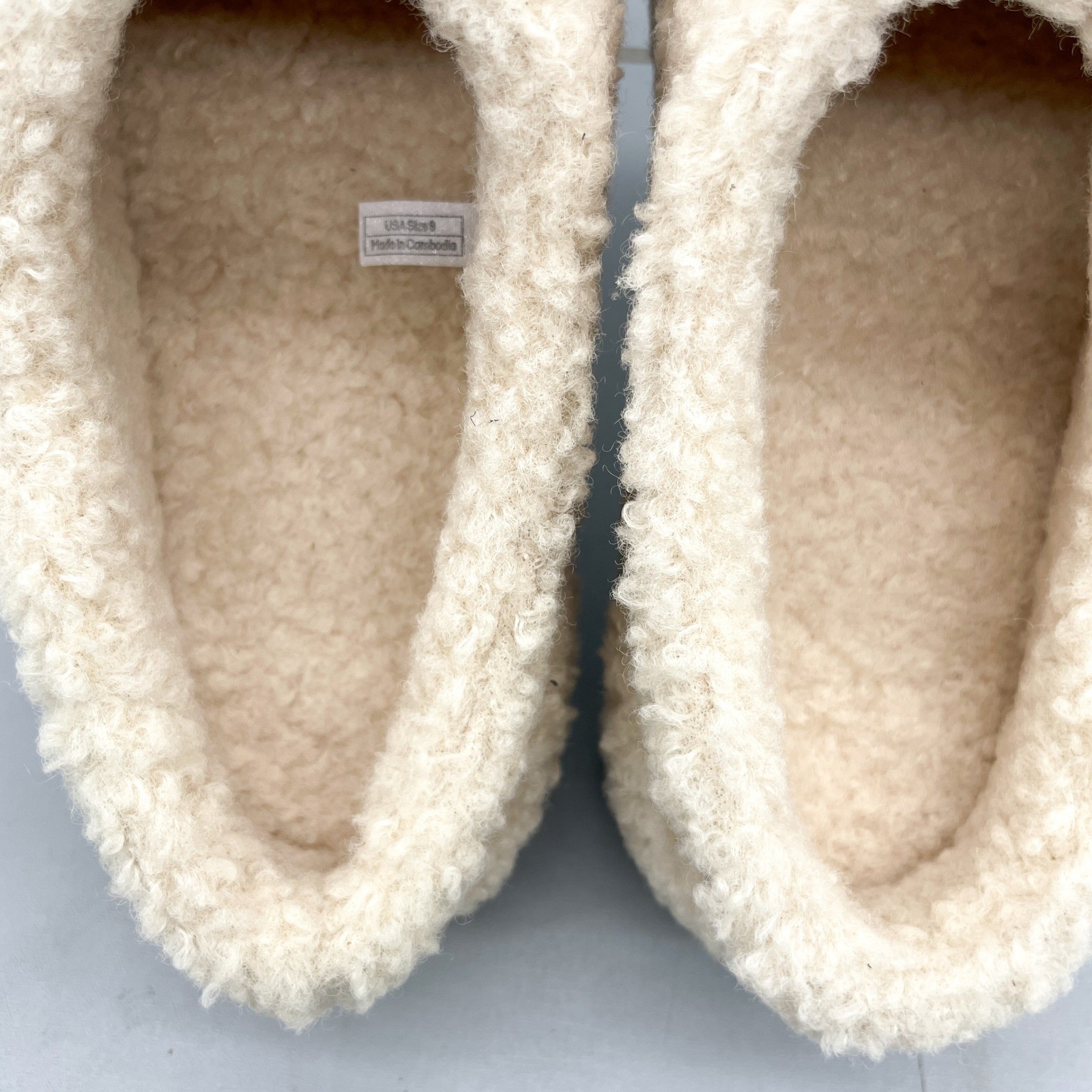 Bombas Womens 9 Sunday Slipper Cream Sherpa Floral Embroidered Cozy Boho Comfort