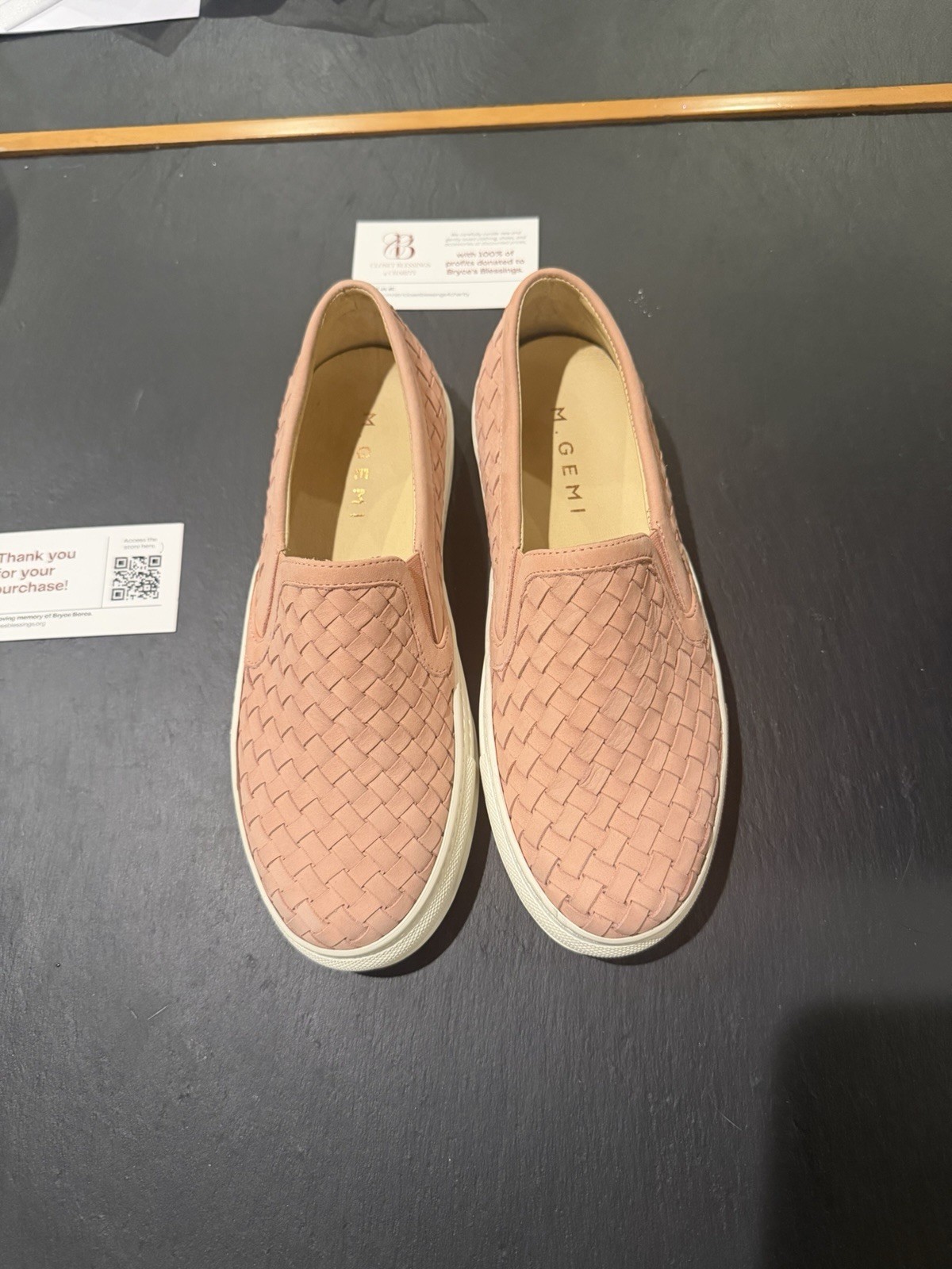M.GEMI 36.5 Cerchio Loafer Pink Handwoven Nubuck Leather Sneaker 6.5 NWOB