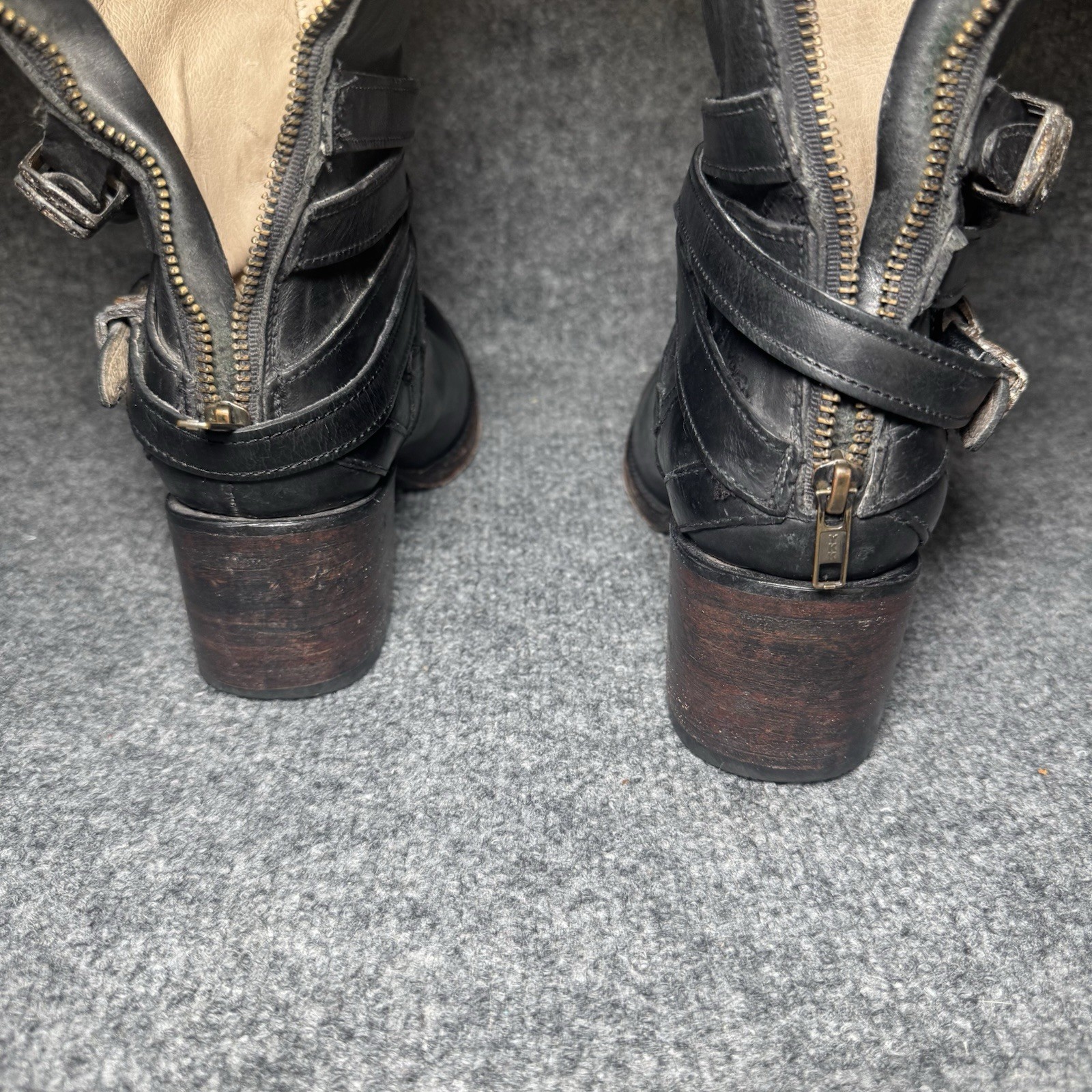 FREEBIRD BY STEVEN Pike Black Boots Women Size 10 Western Buckle Straps