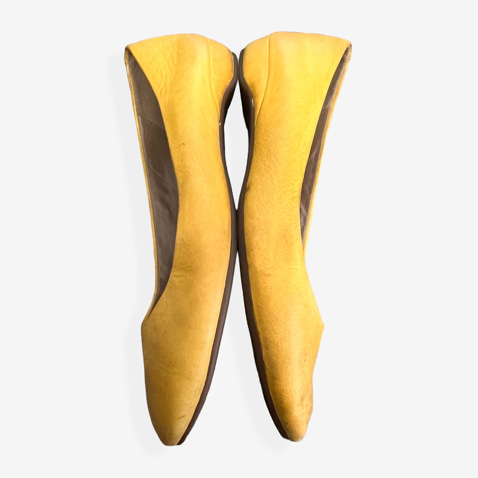 ECCO Anine Ballet Flats Women Size EU 37 (US est 6-6.5) Yellow Leather Round Toe