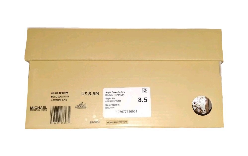 Custom Michael Kors Raina Trainer White Gold Glitter Brown Sneakers Women 8.5