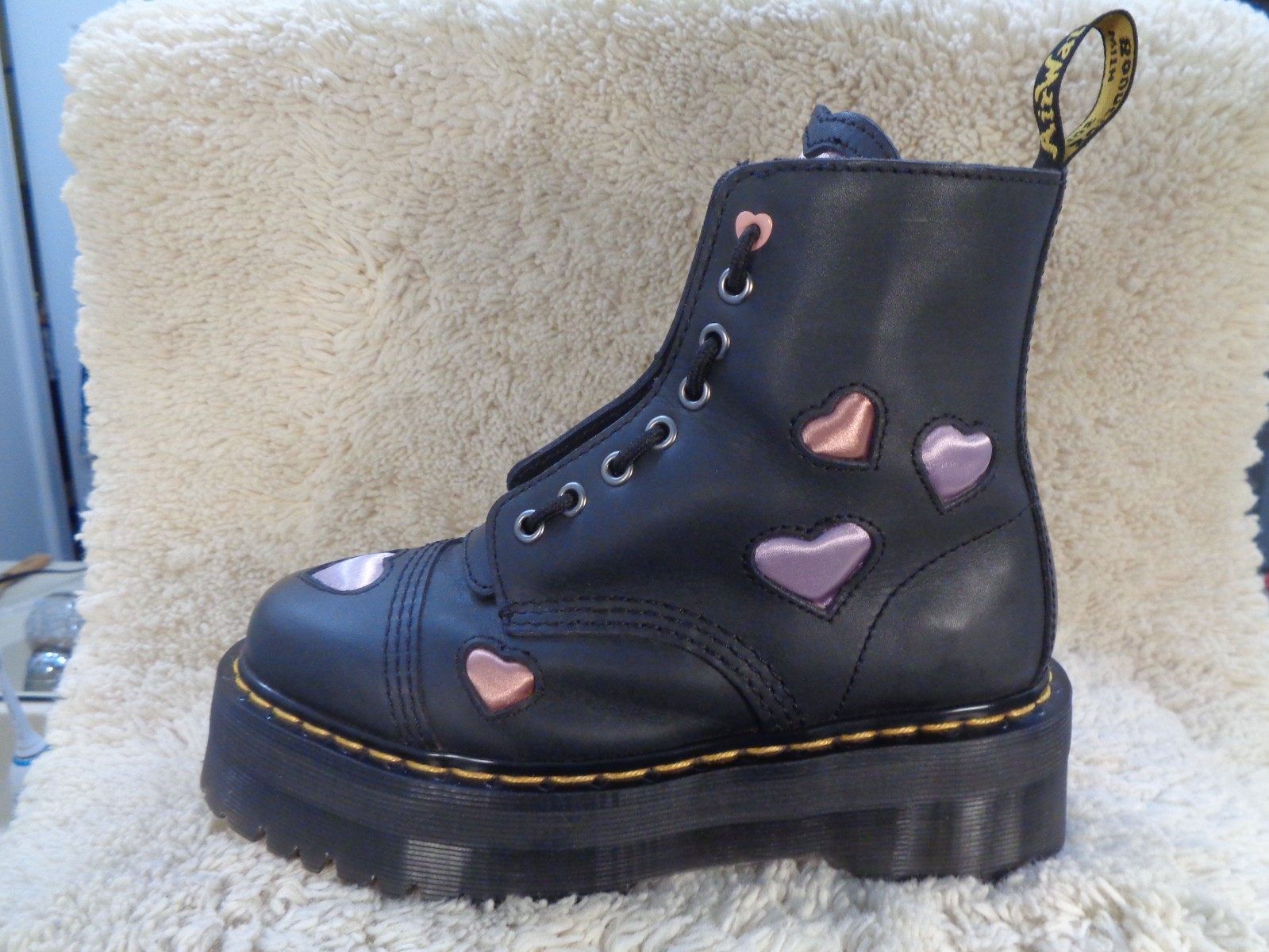 Dr Martens Sinclair Platform Size 6 Purple Heart Leather Combat Boots