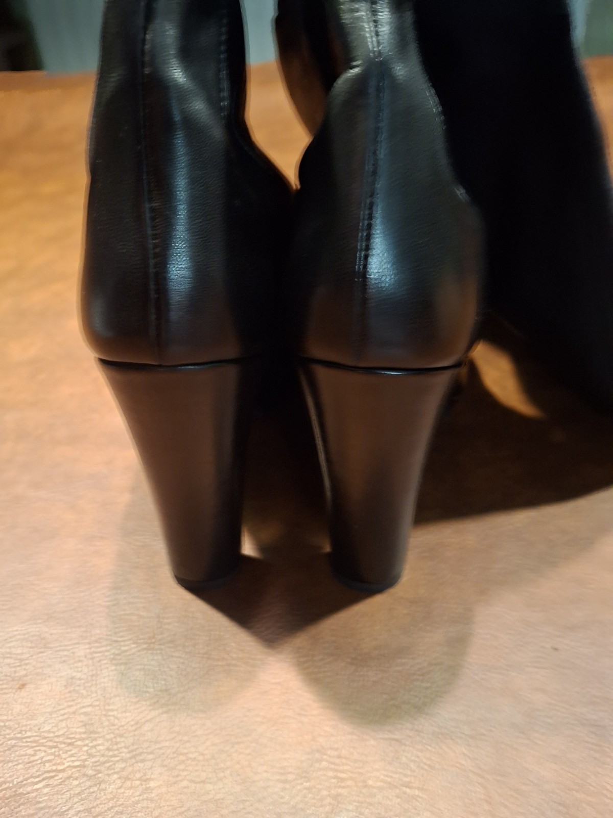STUART WEITZMAN LEATHER OTK BOOTS 10N BLACK 50/50 STRETCH SMOOTH LEATHER SPAIN