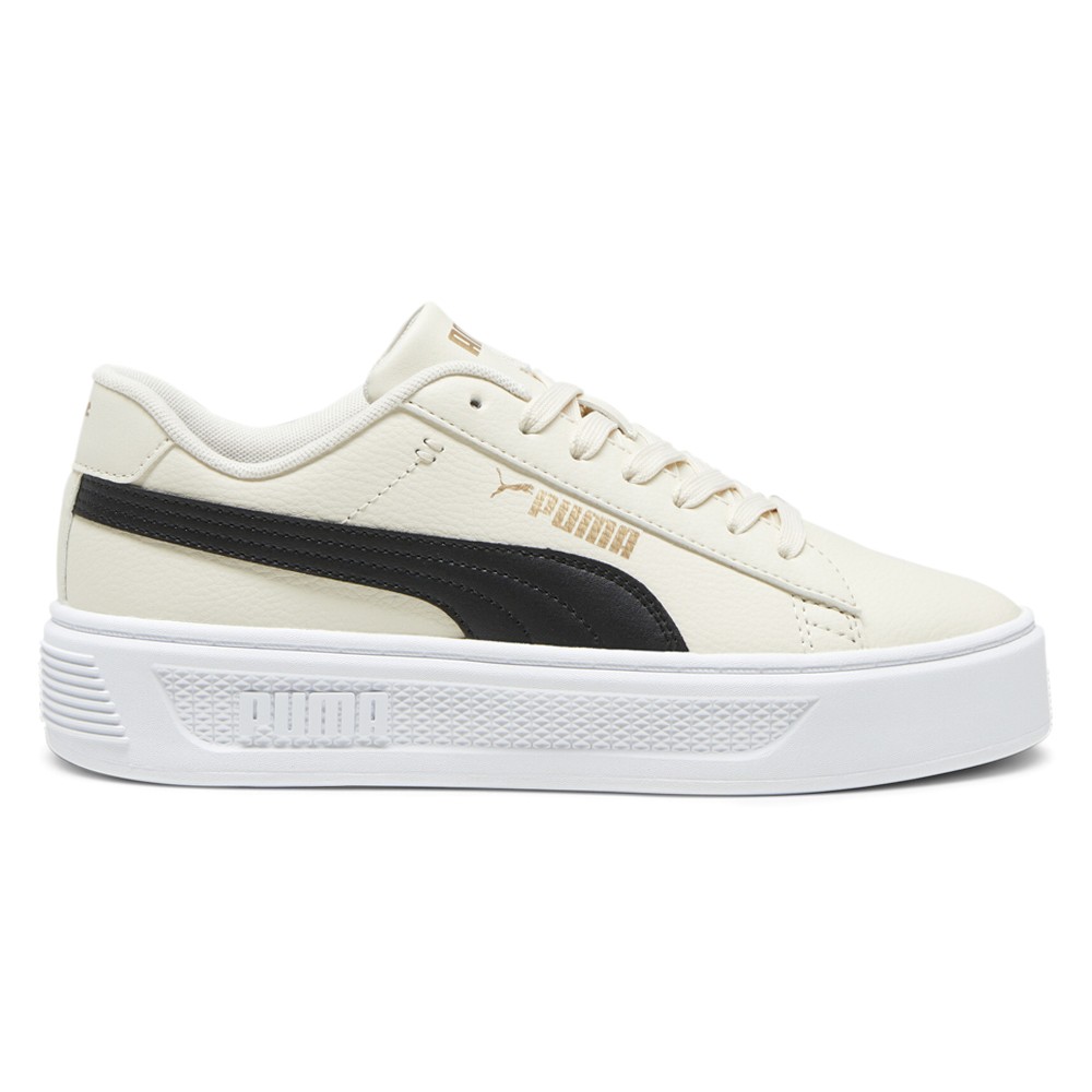 PUMA Smash V3 Platform Lace Up Womens Off White Sneakers Casual Shoes 39075808