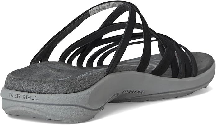Merrell Women Harbor Post Sandal EVA Comfort Full Grain Leather Black WIDE Width