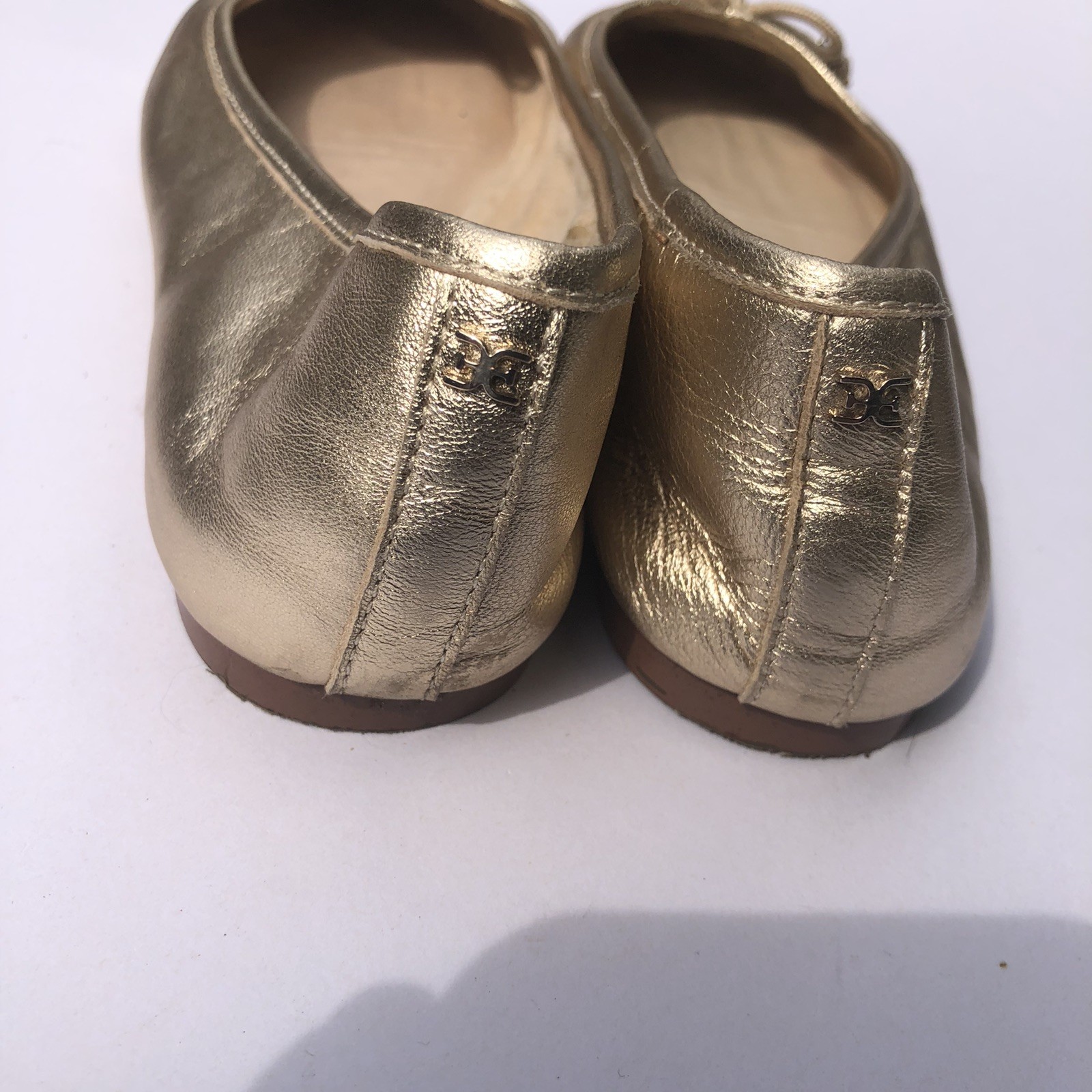 Sam Edelman Felicia Luxe Ballet Flats Shoes Gold Metallic Leather Sz 7.5