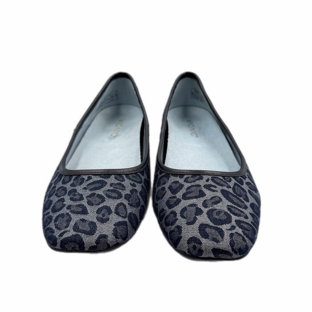 Vionic Orinda 7 Square Toe Navy Blue Animal Print Casual Workwear Ballet Flats