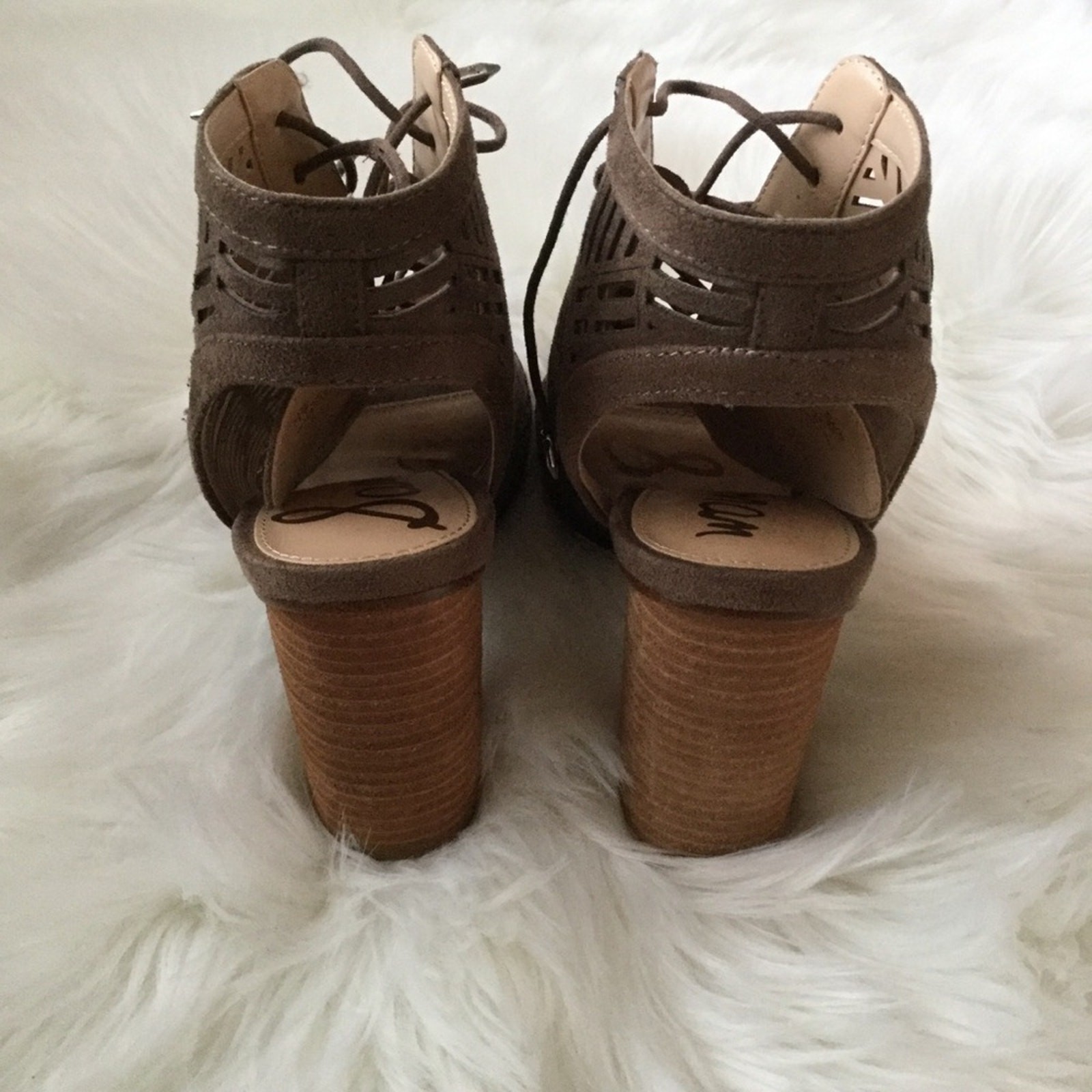 Sam Edelman Rocco Peep Toe Lace Up Block Heel Sandals Size 7