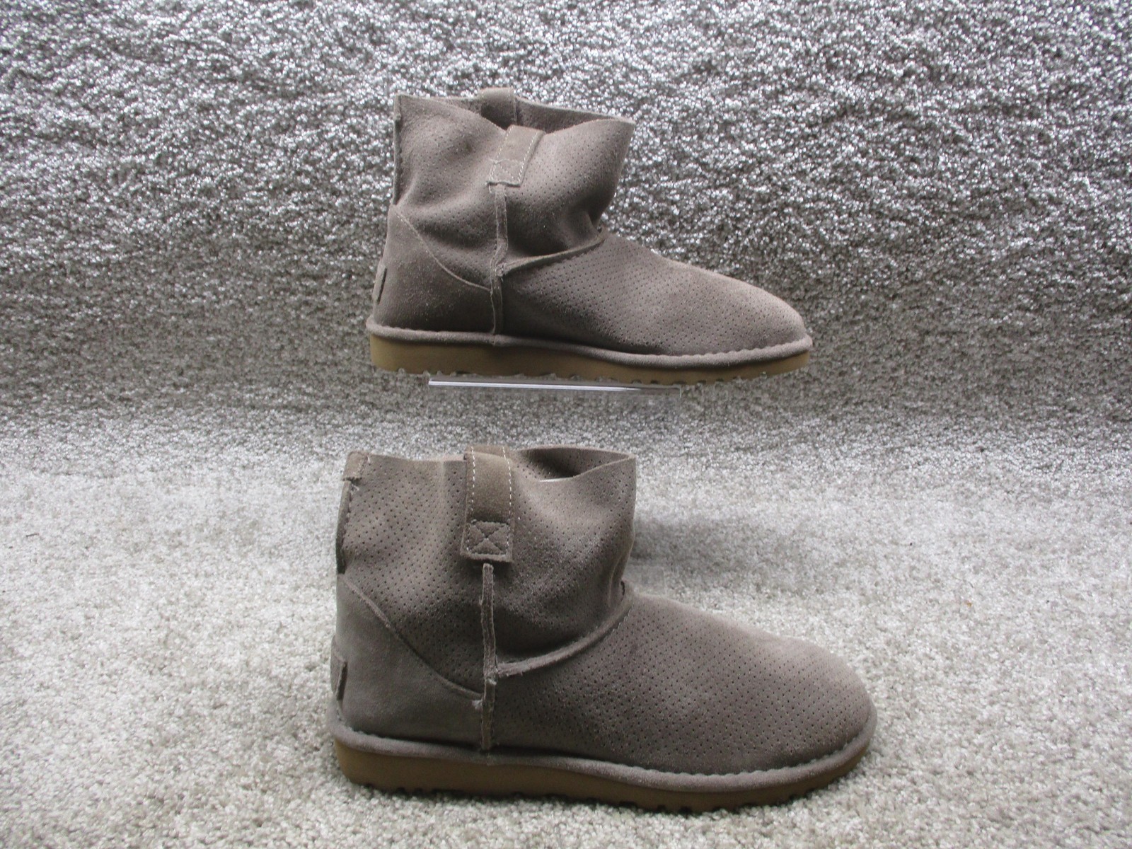 UGG Classic Unlined Mini Perf Boots Womens Size 8 Gray Suede Perforated 1016852