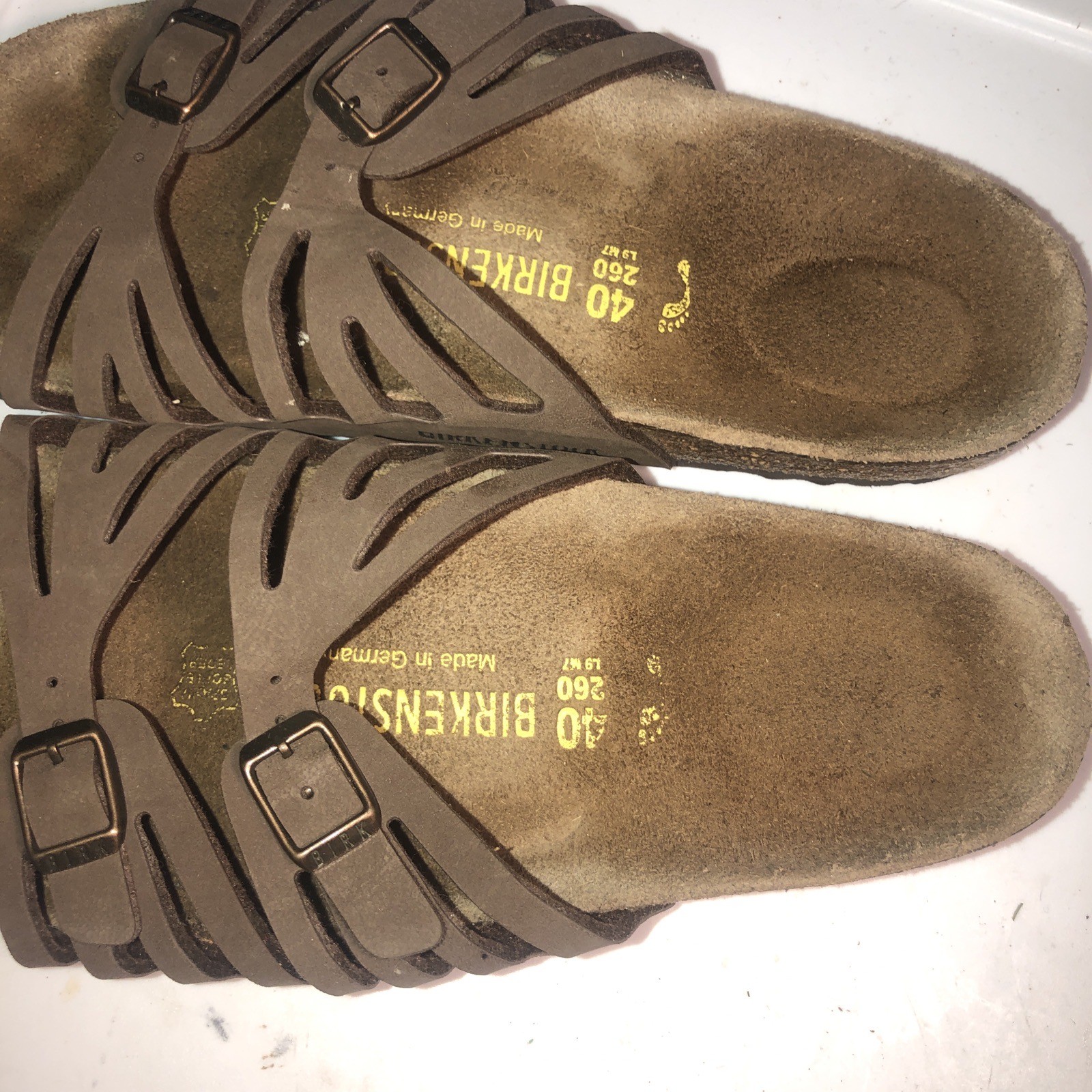 Birkenstock Granada Tobacco Brown Nubuck Cut Out Slide Sandal Womens EUR 40 USA