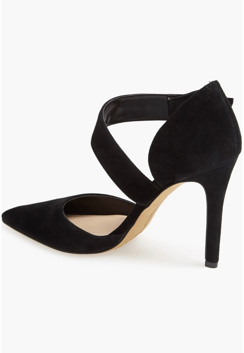 Vince Camuto | Carlotte | Suede Heels in Black with Pointy Toe | Size 7