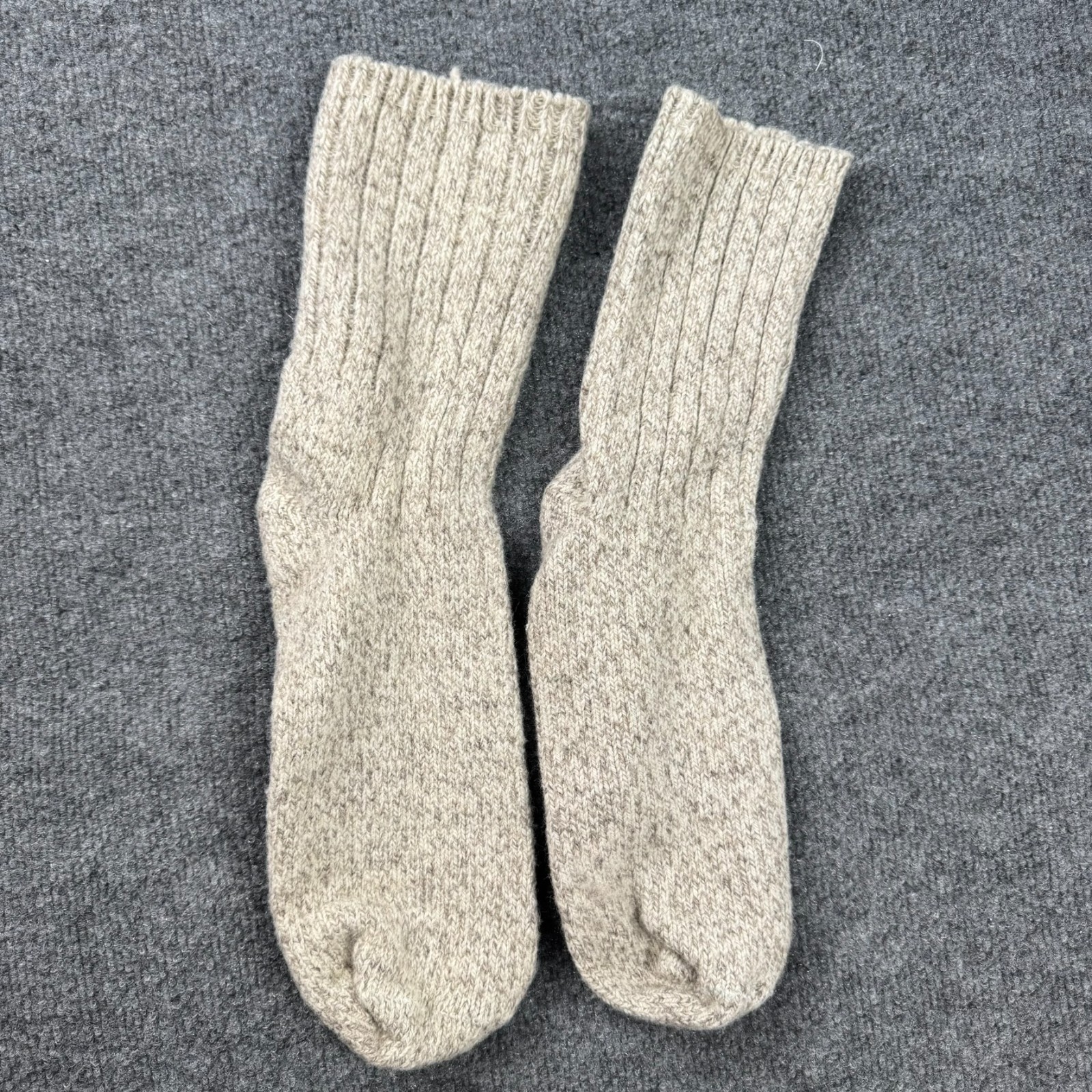 Cozy Woolen sleepers Blend Ribbed Knit Crew Socks Oatmeal Tan Unisex One Size