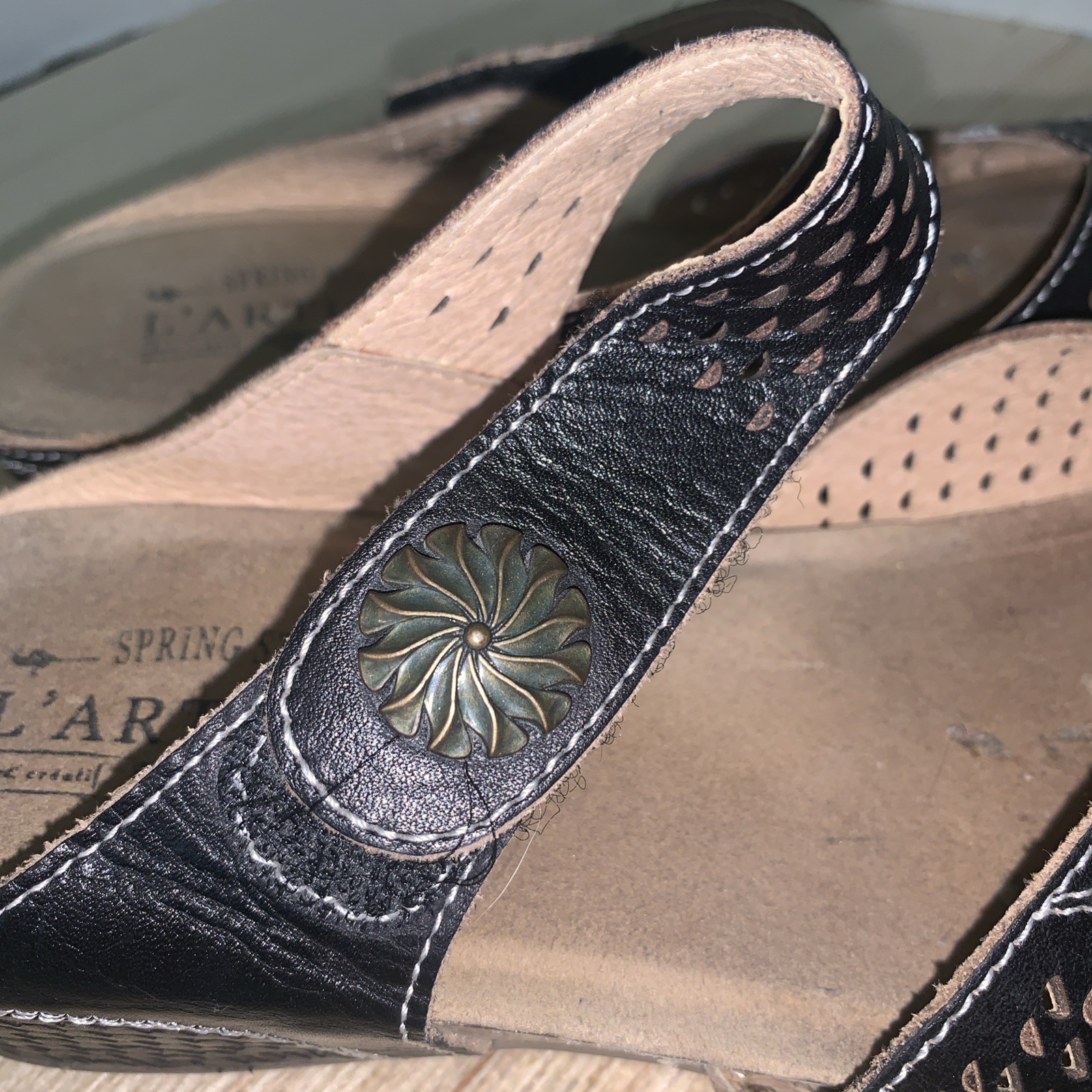 L’Artiste by Spring Step Spoorti Prorated Leather Brown Clog EU 38 Boho Hippy