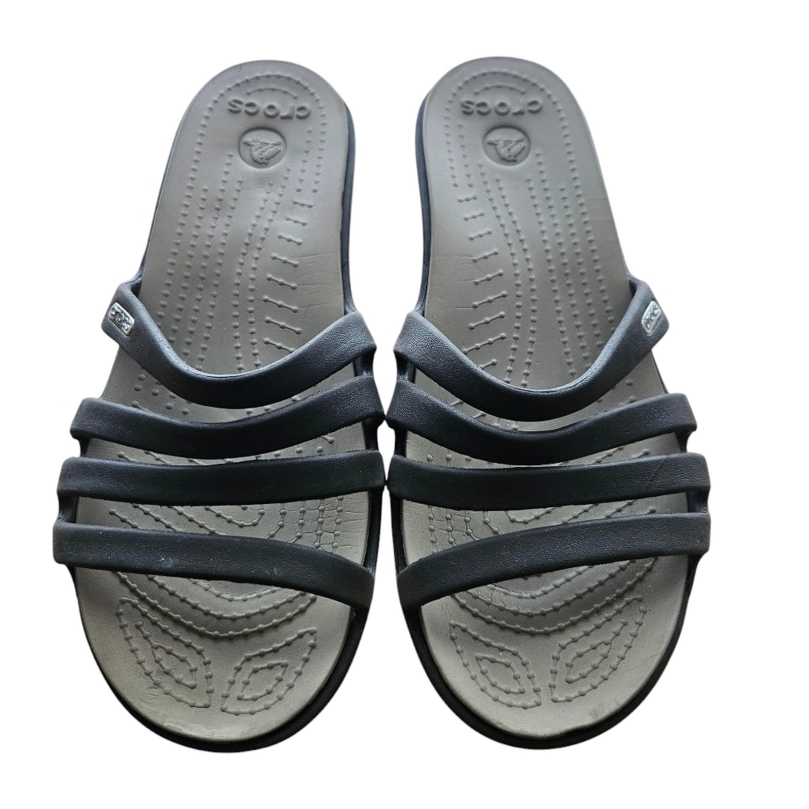 Crocs Rhonda Strappy Wedge Strappy Slide Sandal Womens Size 8 Brown