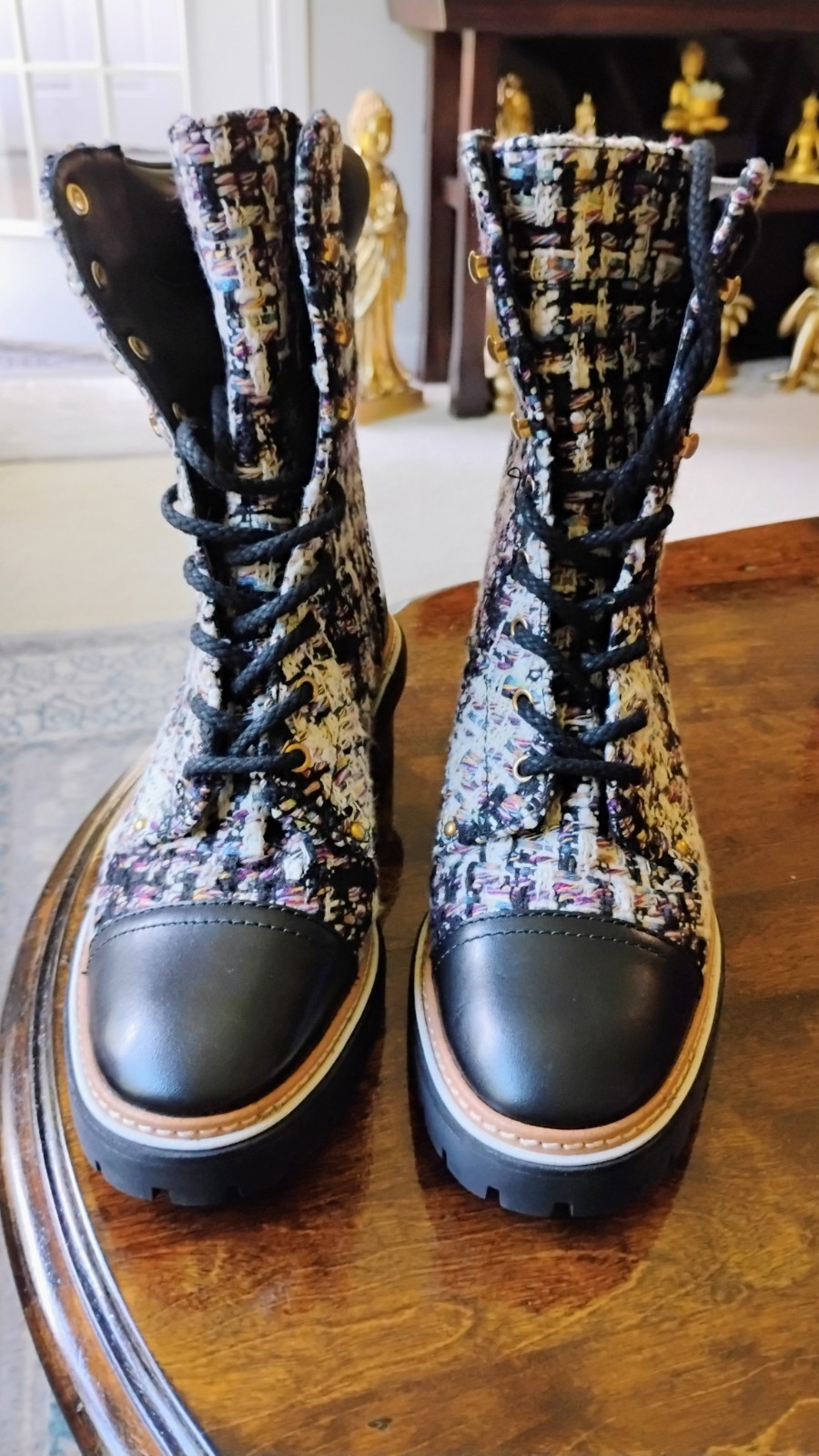 Tory Burch Tweed Miller Lug Boots