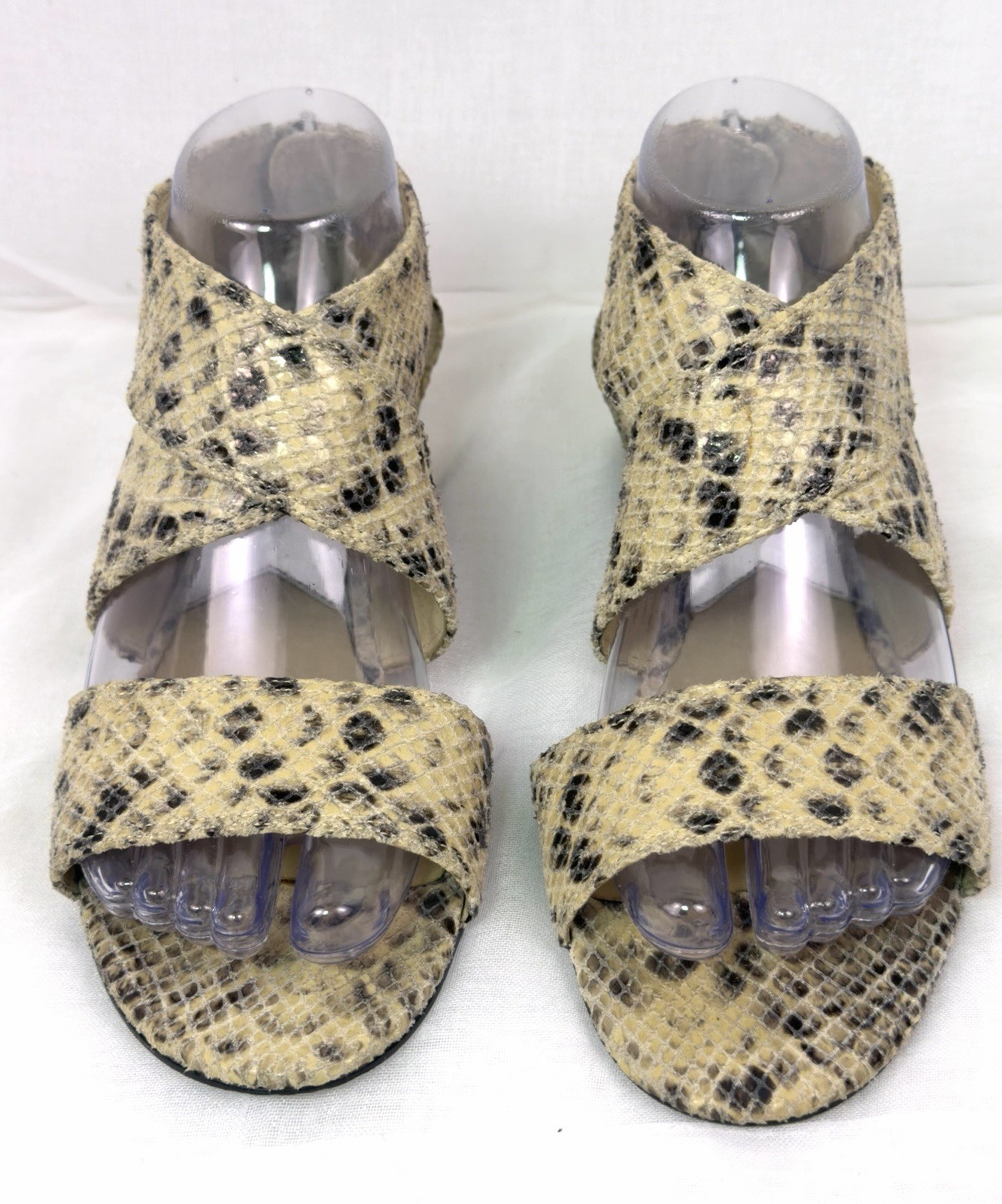 Michael Kors Women 7.5M Snake Print Leather Sandals Back Zip Low Heel Animal