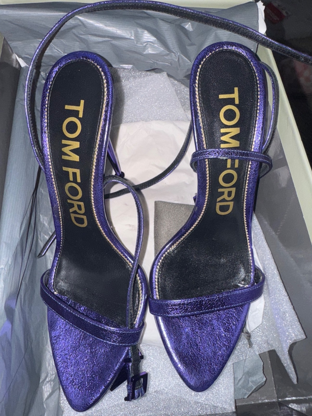 purple tom ford metallic heels 8.5 worn once , looks brand new