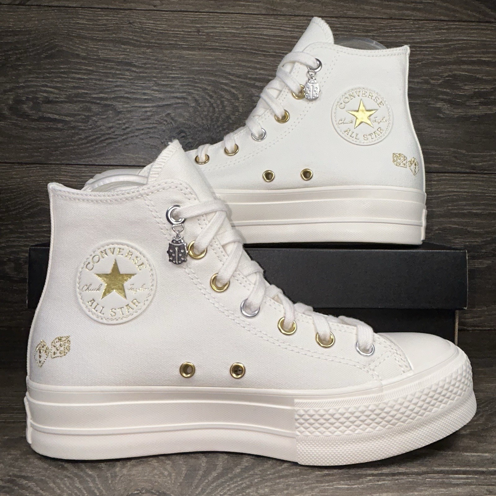 Converse Women’s Chuck Taylor All Star Lift Hi Platform White Luck Charms Shoes
