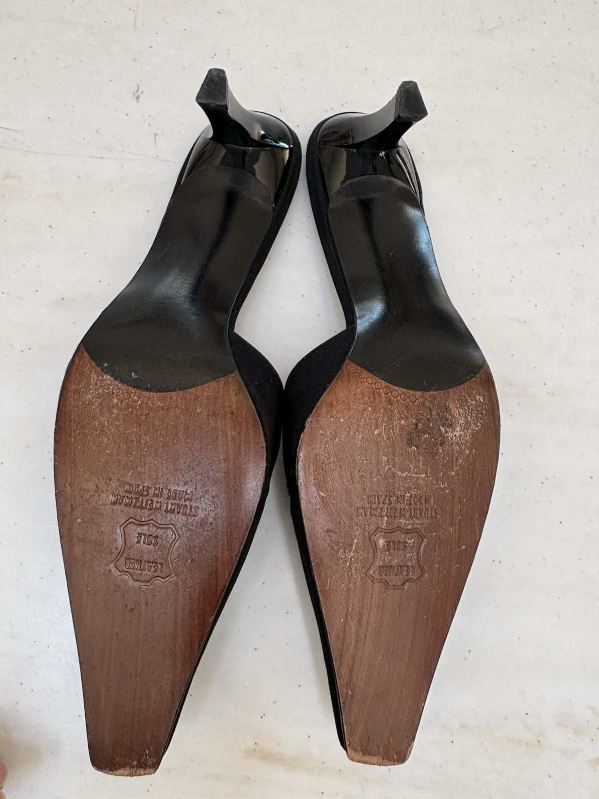 Stuart Weitzman Vintage Y2K Black Bow Pointed Toe Mule Slip On Heels US 8.5