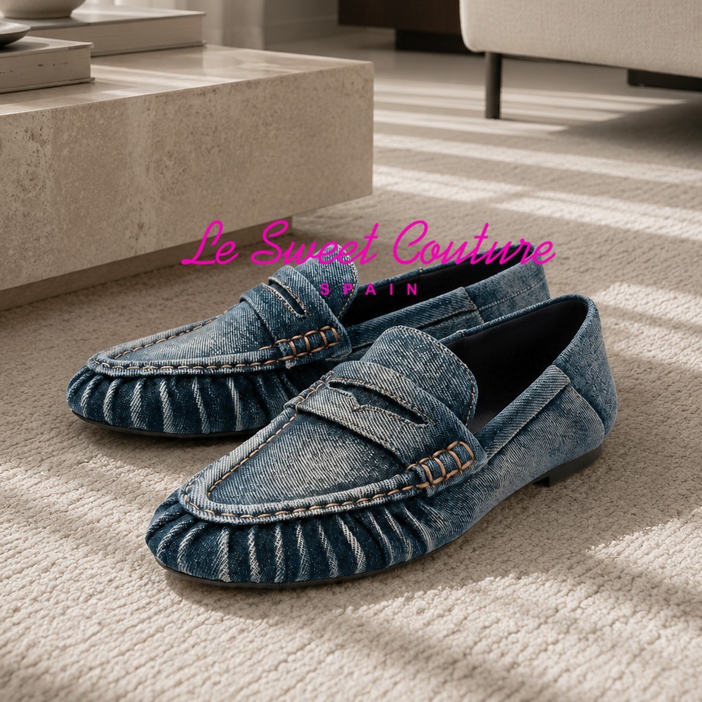 ZARA WOMAN SS26 BLUE DENIM EFFECT LOAFERS ALL SIZES 3571/710/400