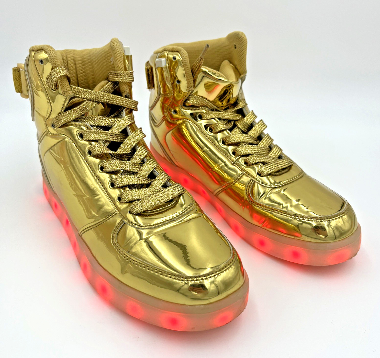 Adult LED Unbranded Light Up Gold Shoes Flashing High Top Sneakers Women 7.5-8