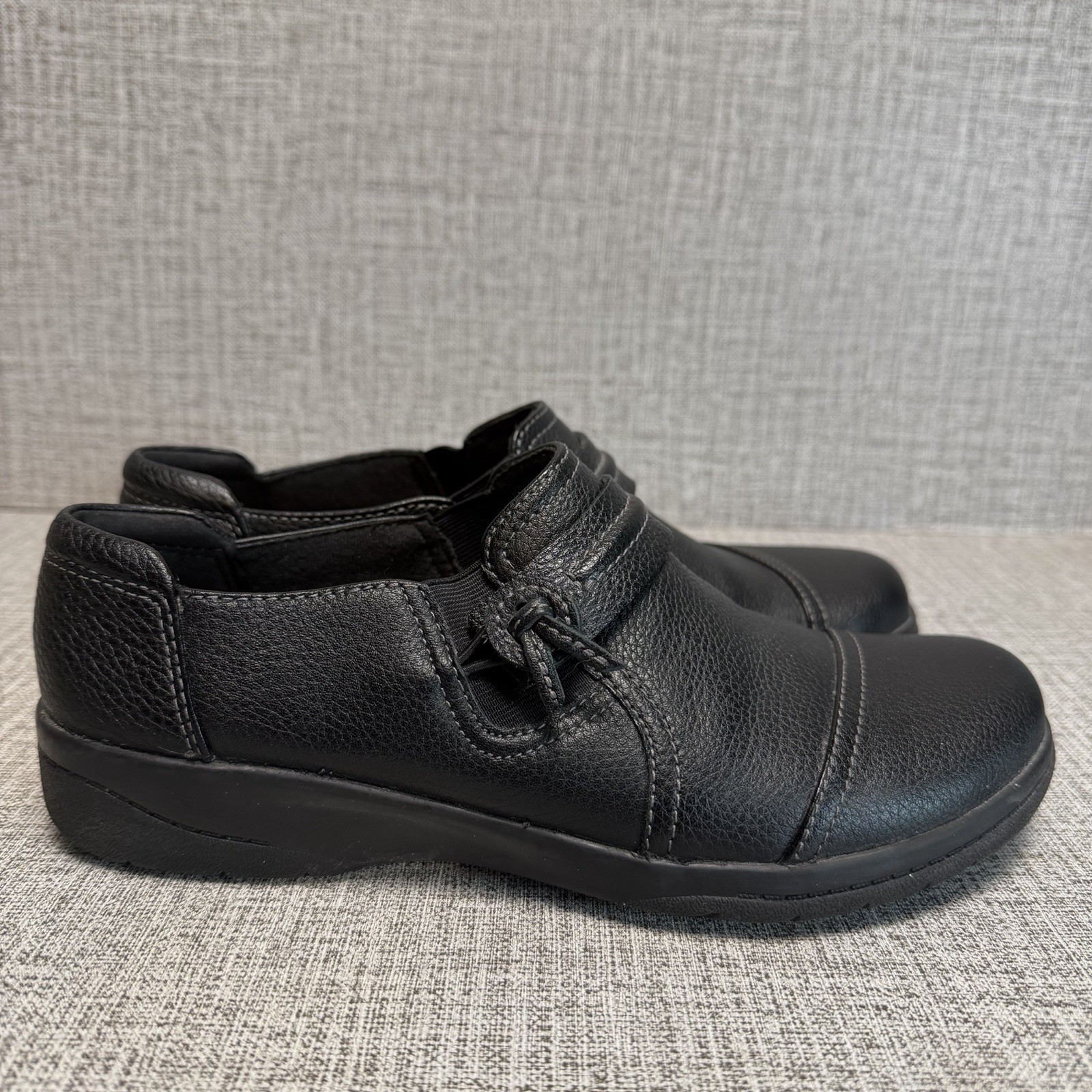 Clarks Shoes Womens Sz 6.5 Black Slip On Casual Comfort 15807 Cheyn Madi