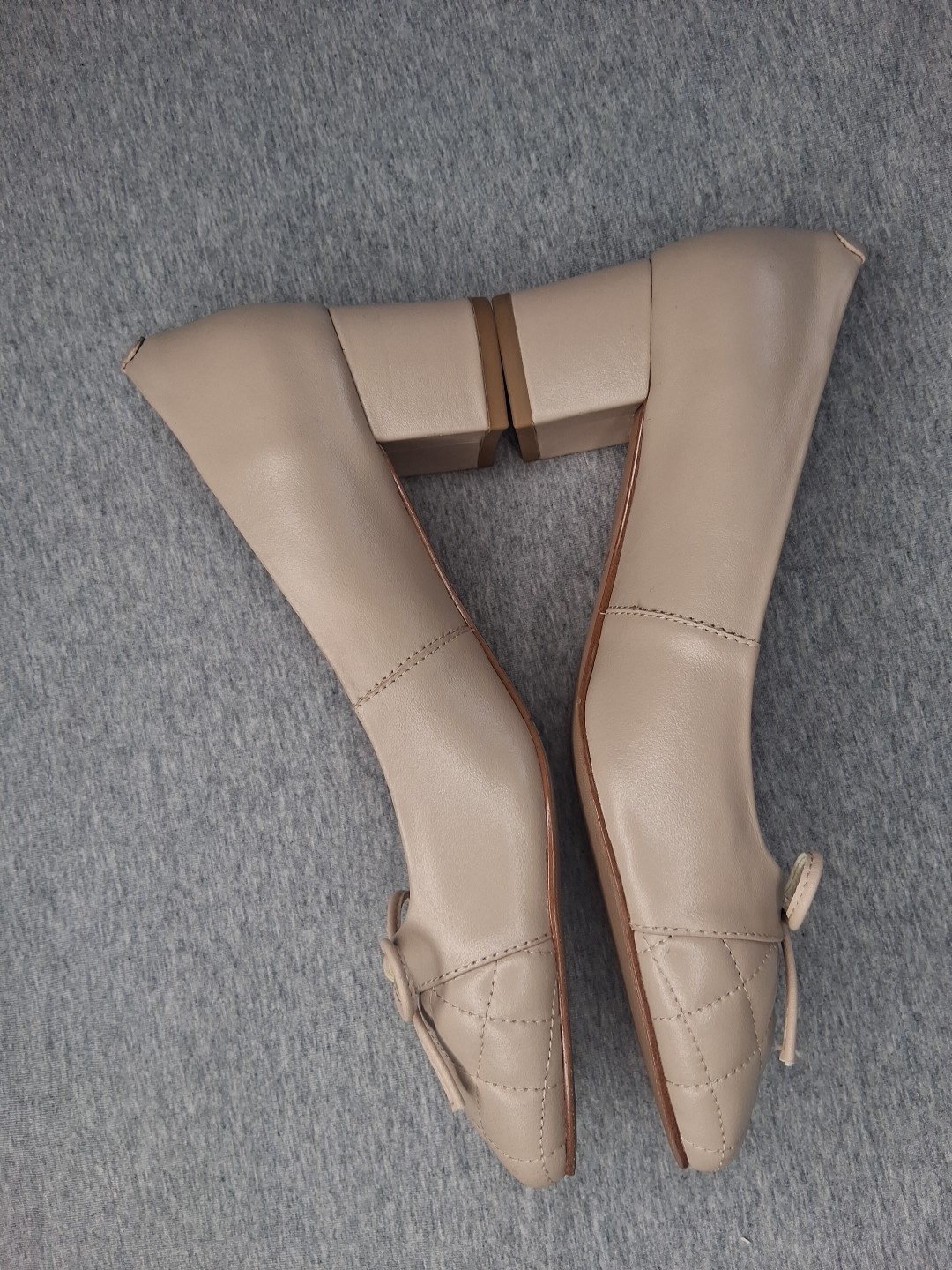 DEENNI Heeled Ballet Pumps Tan Minimalist Business Casual Size 38 US 7