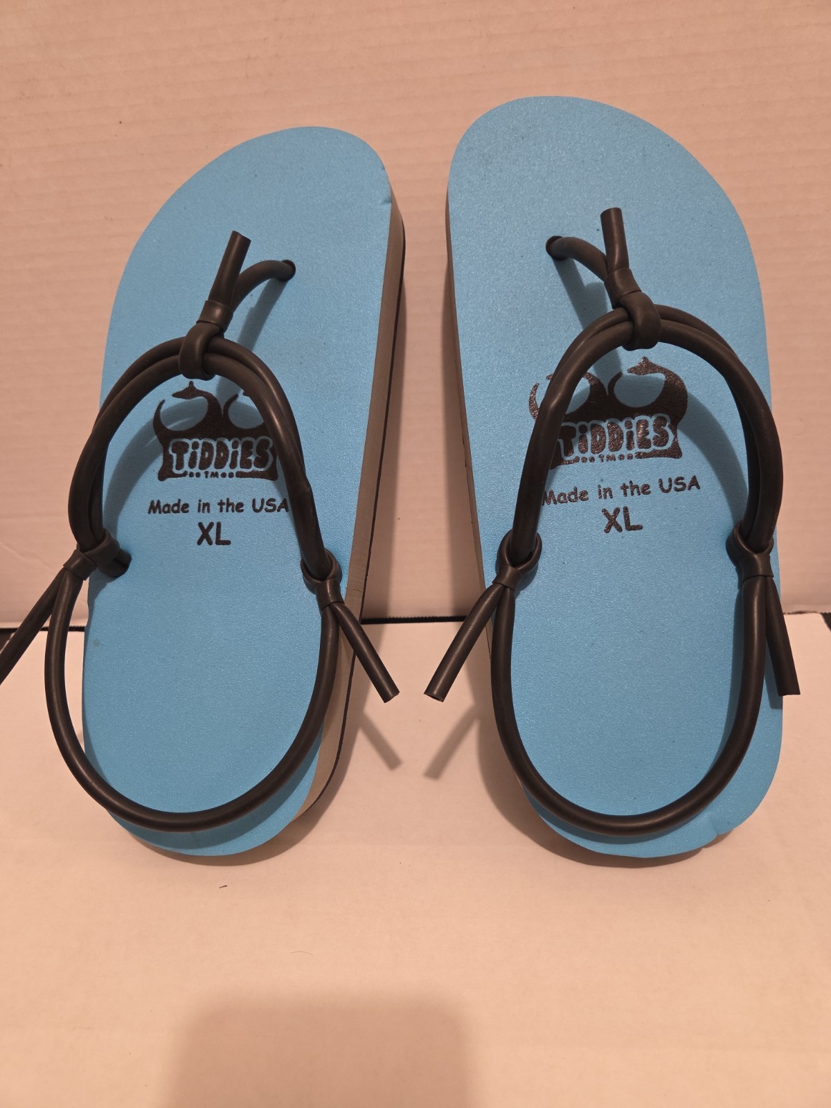 Tiddies Brand Flip Flops Unisex Size XL Blue Summer Beach Vacation Made In USA