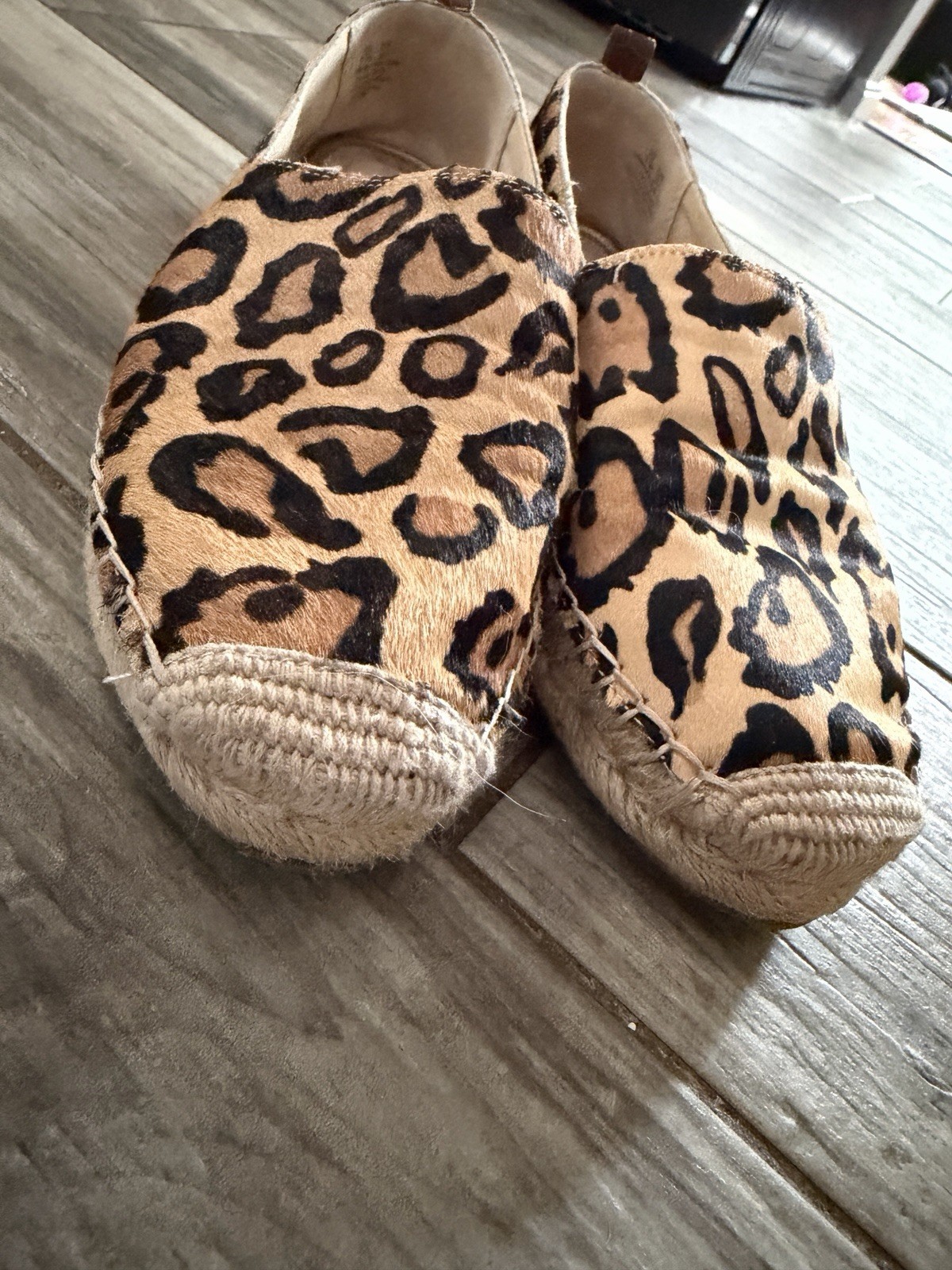 Sam Edelman Flats Size 9.5M Khloe Leopard Print Calf Hair Slip On Espadrilles