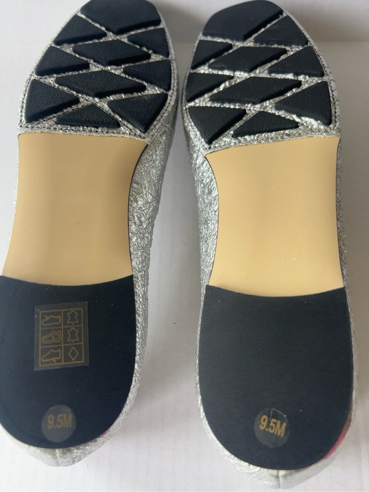 NEW Tory Burch Laila 2 Driver Ballet Flats Silver Crinkle Metallic Leather Shoes