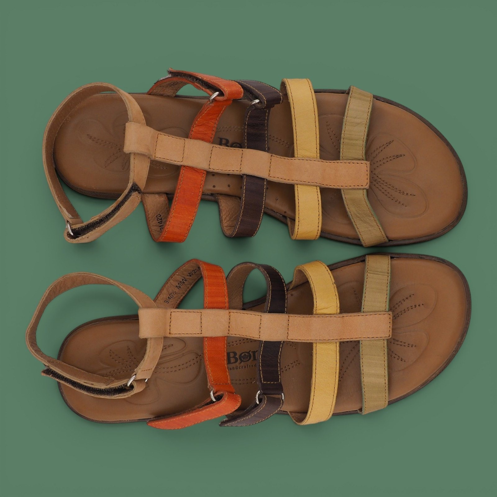Born Handcrafted Leather Multi-Color Strappy Wedge Sandals W21420 Womens 9 40.5