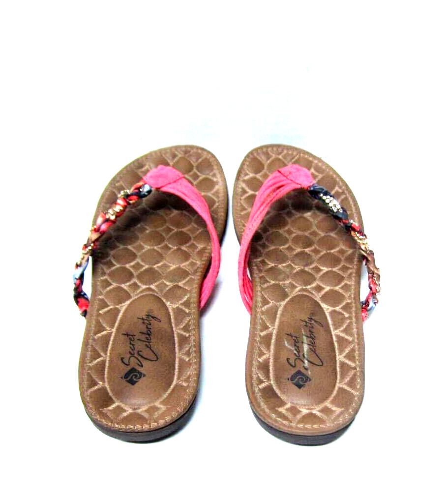 Secret Celebrity Womens Strappy Embellished Sandals Comfort Size 9 Rhinestones