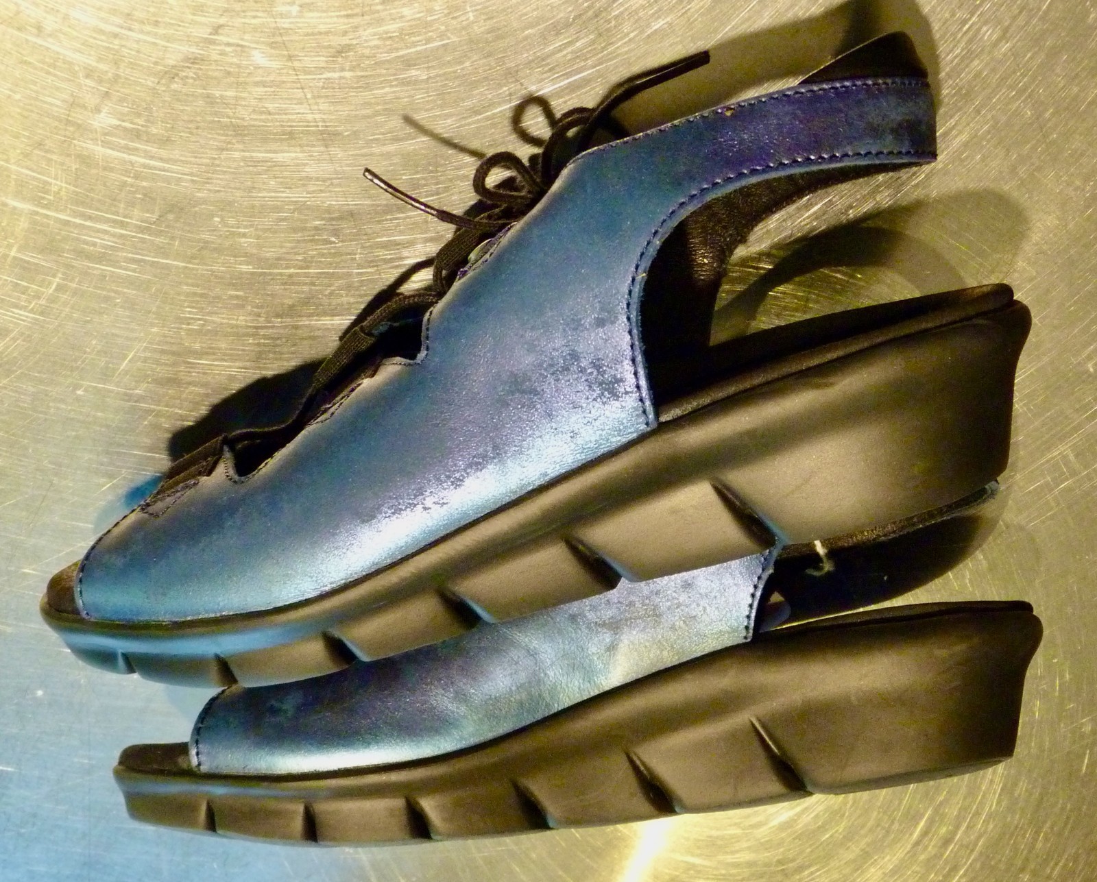 WOLKY Blue Metallic Arena Wedge Sandal EUR 41 US 10.5 $175 NWT!