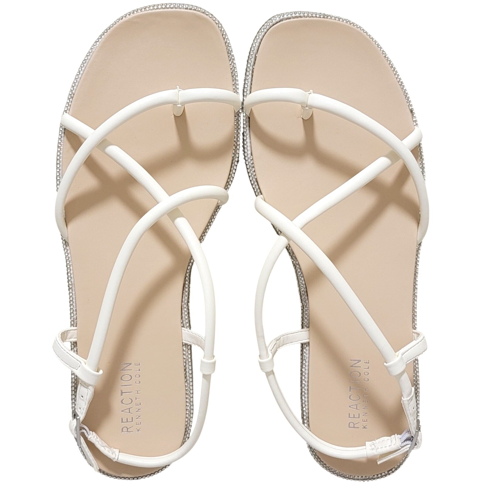 Reaction Kenneth Cole Women Waltz Slingback Strappy Sandals Size US 11M Cream