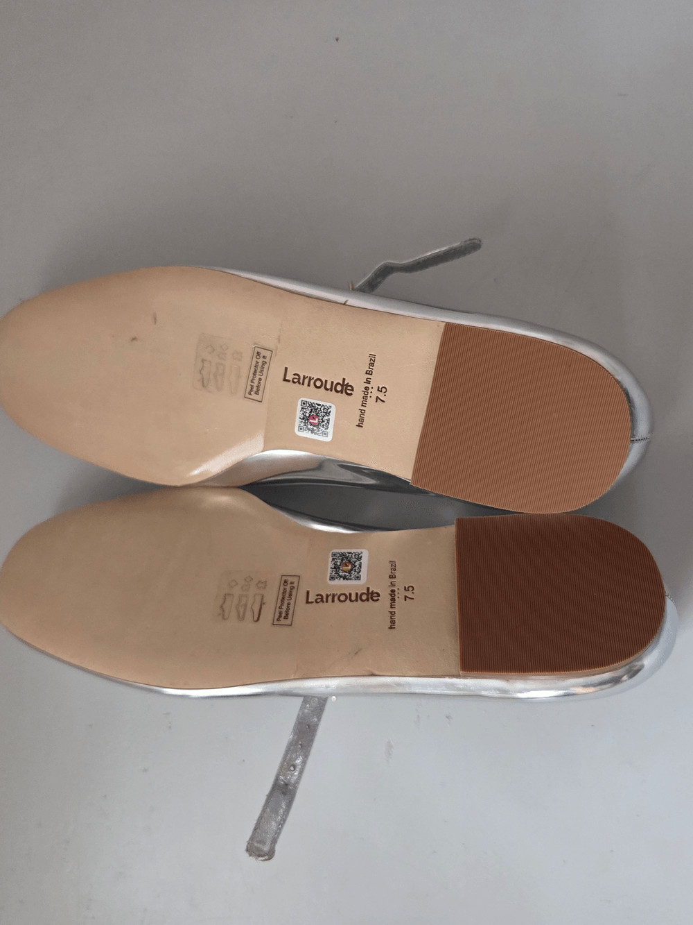 Larroude Blair Ballet Flats in the vibrant Silver Specchio Women’s 7.5 $325