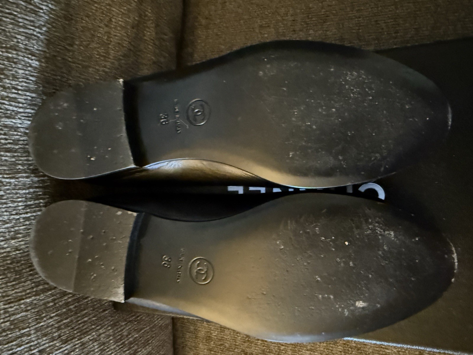 Chanel Women’s Size 36 Cap Toe Ballerina Flats Lambskin Leather Black