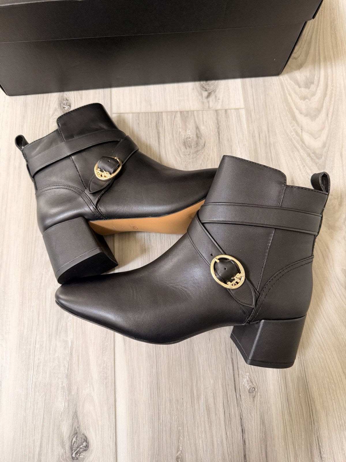 Coach Nadia Black Leather Ankle Bootie Zip Pointed Toe Women’s US 7.5B G5304