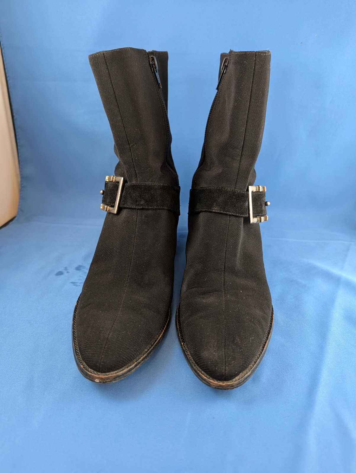 Stuart Weitzman Women’s Black Biker Ankle Boots Zip Buckle Almond Toe 7 M
