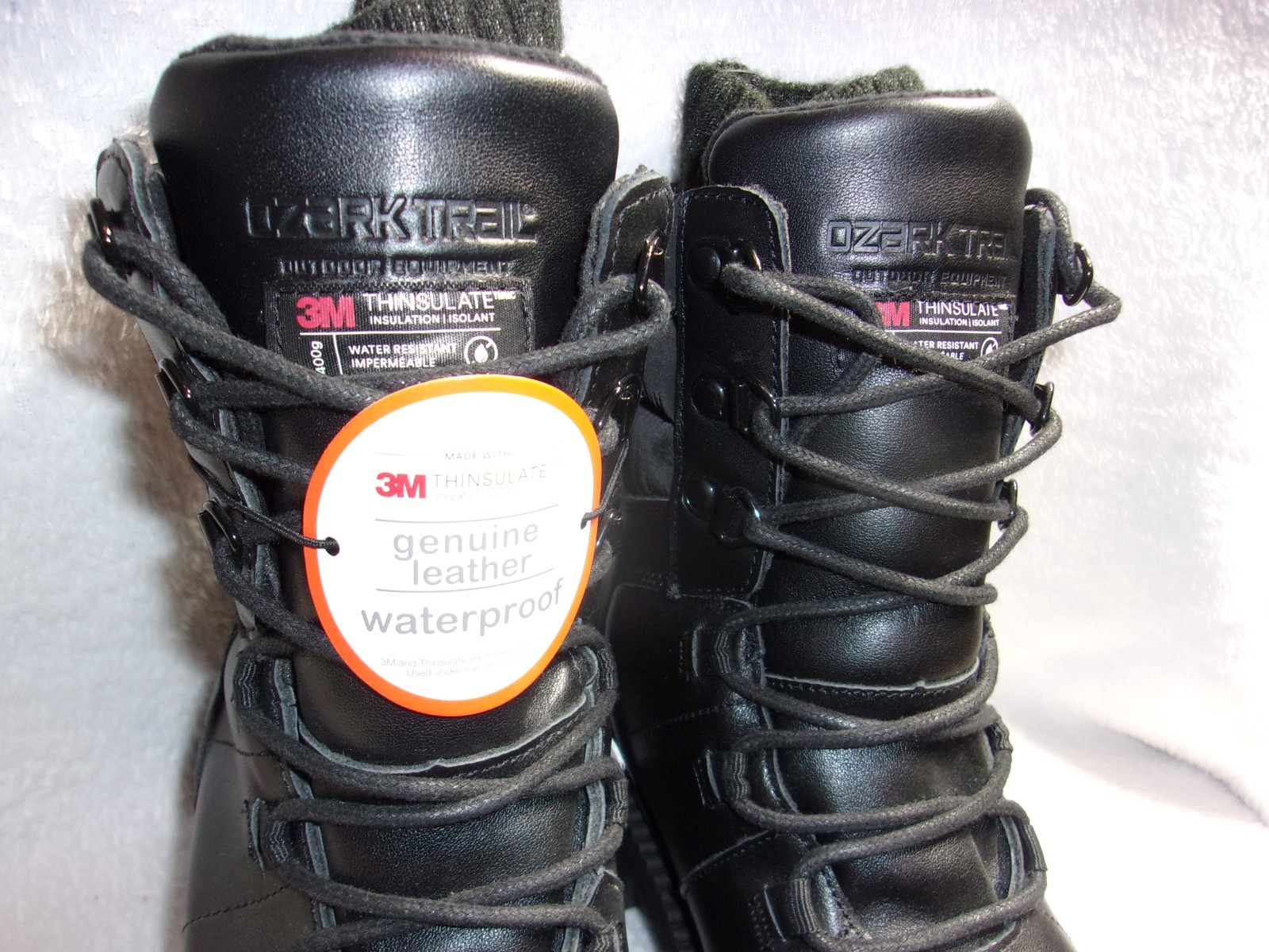 Womens Ozark Trail Lace Up Combat Style SnowBoots 8M Black Waterproof New w/Tags