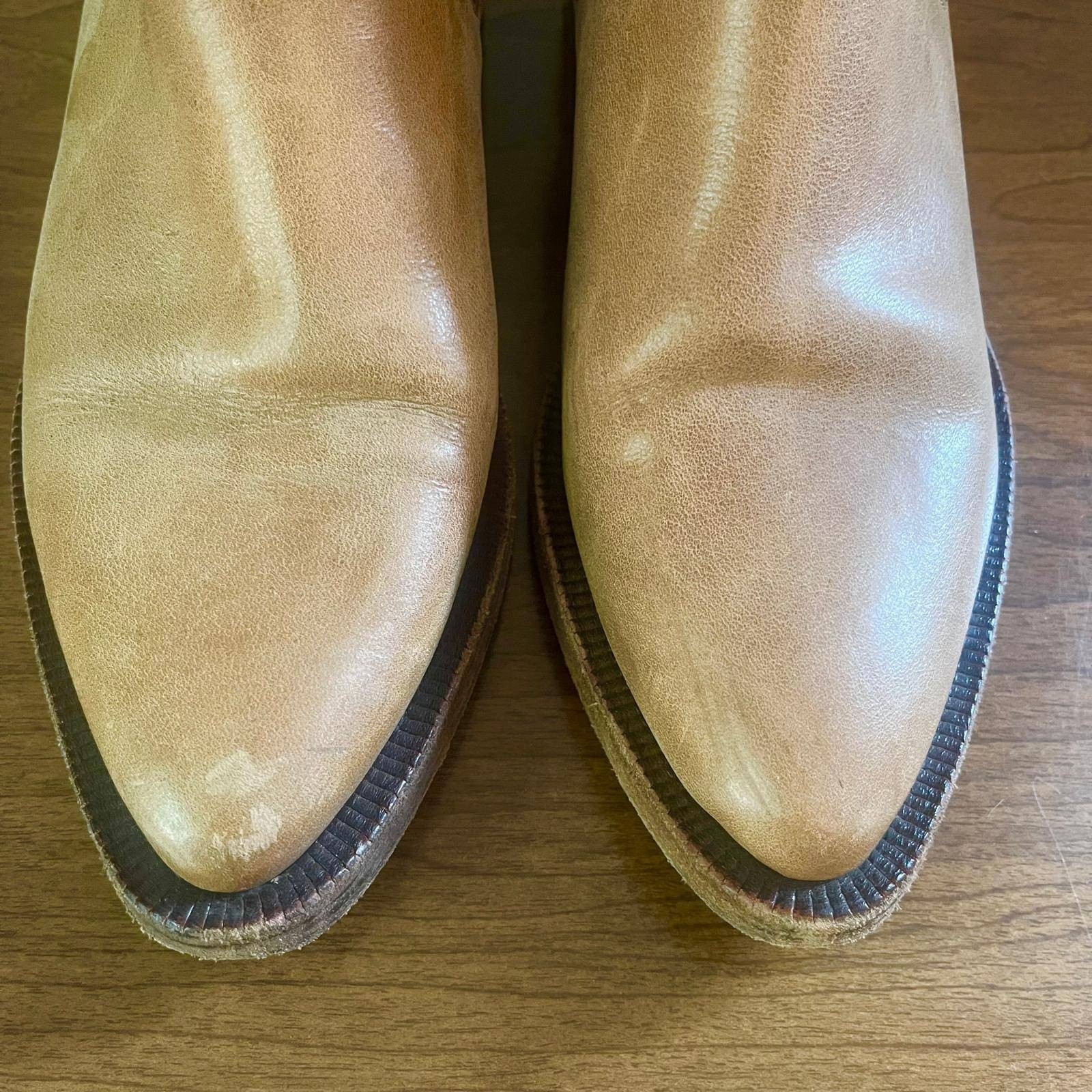 Either/Or Chelsea Ankle Boots Sz 8 Tan Leather Pointed Toe Boho Western Capsule