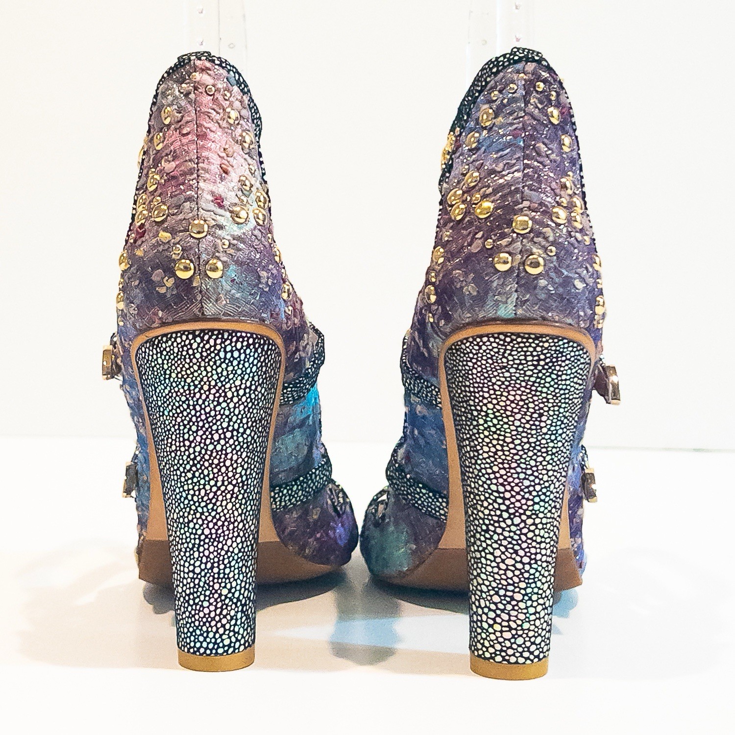 Cynthia Rowley Multicolor Animal Print Strappy Open Toe Block Heel 5.5