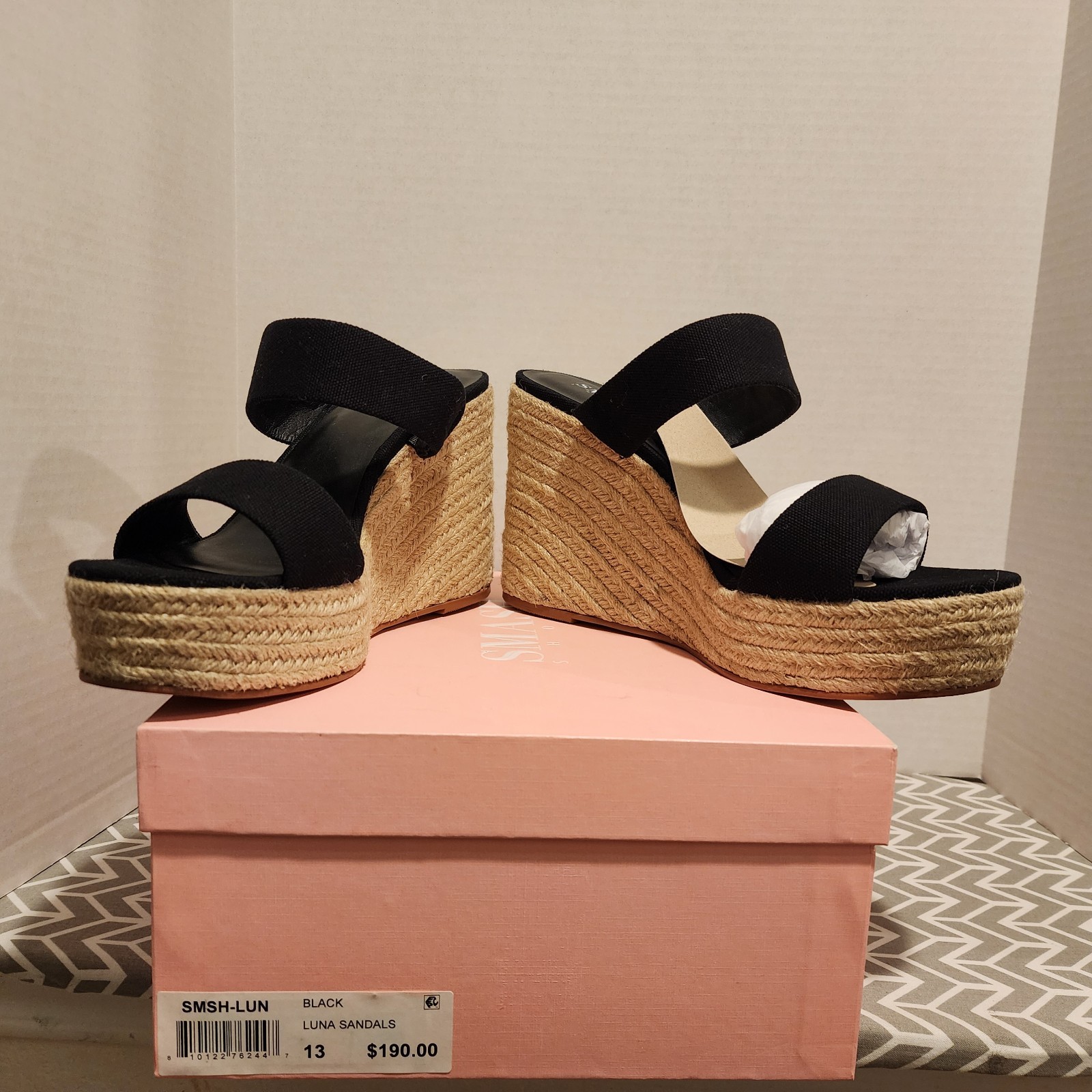Smash Luna Open Two-Strap Slide Wedge Sandals Drag Boho Y2K Barbie Sz 13 High