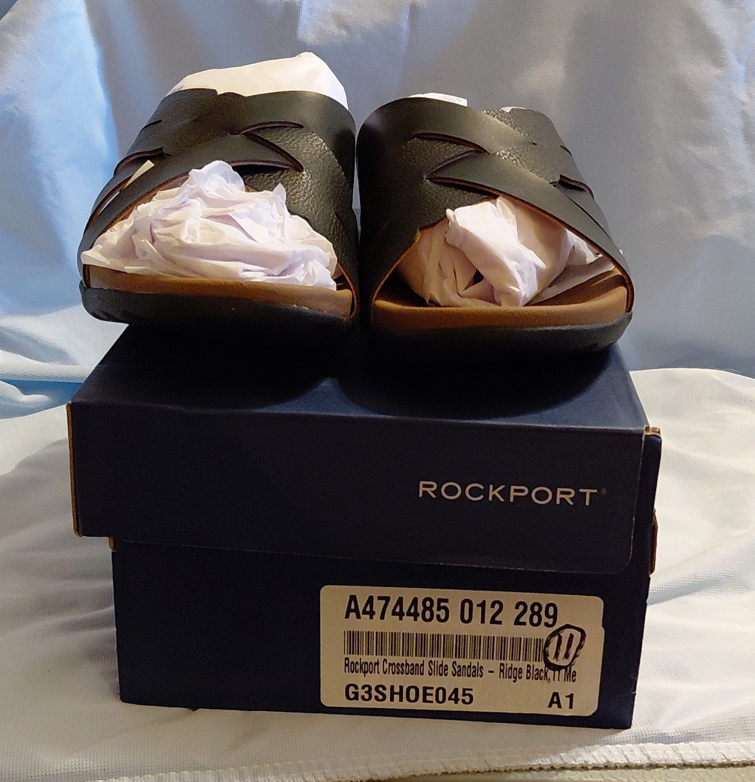 Rockport Black Leather Slide Slip-On Sandals Women’s US 11 EU 41 M Cushioned