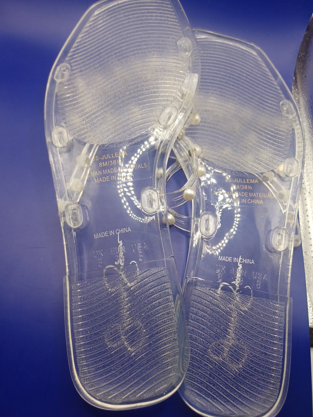 Jessica Simpson Jullema Clear Jelly Pearl Slide Sandals Size 8M
