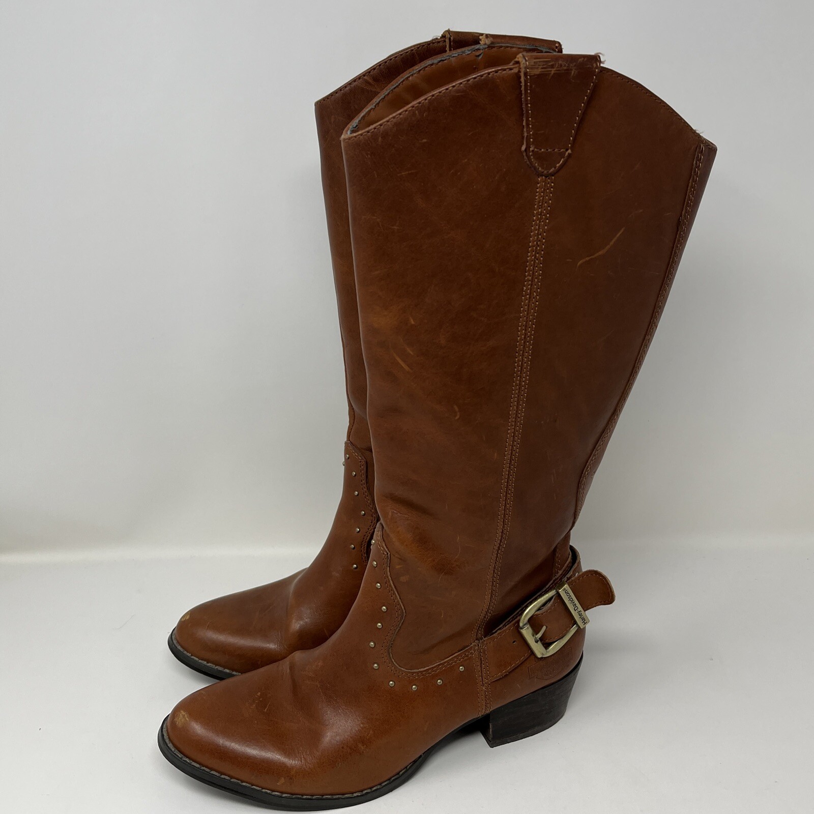 Harley Davidson Ladies Leather Cowboy Fashion Pointed Biker Boots Sz 6 D85419