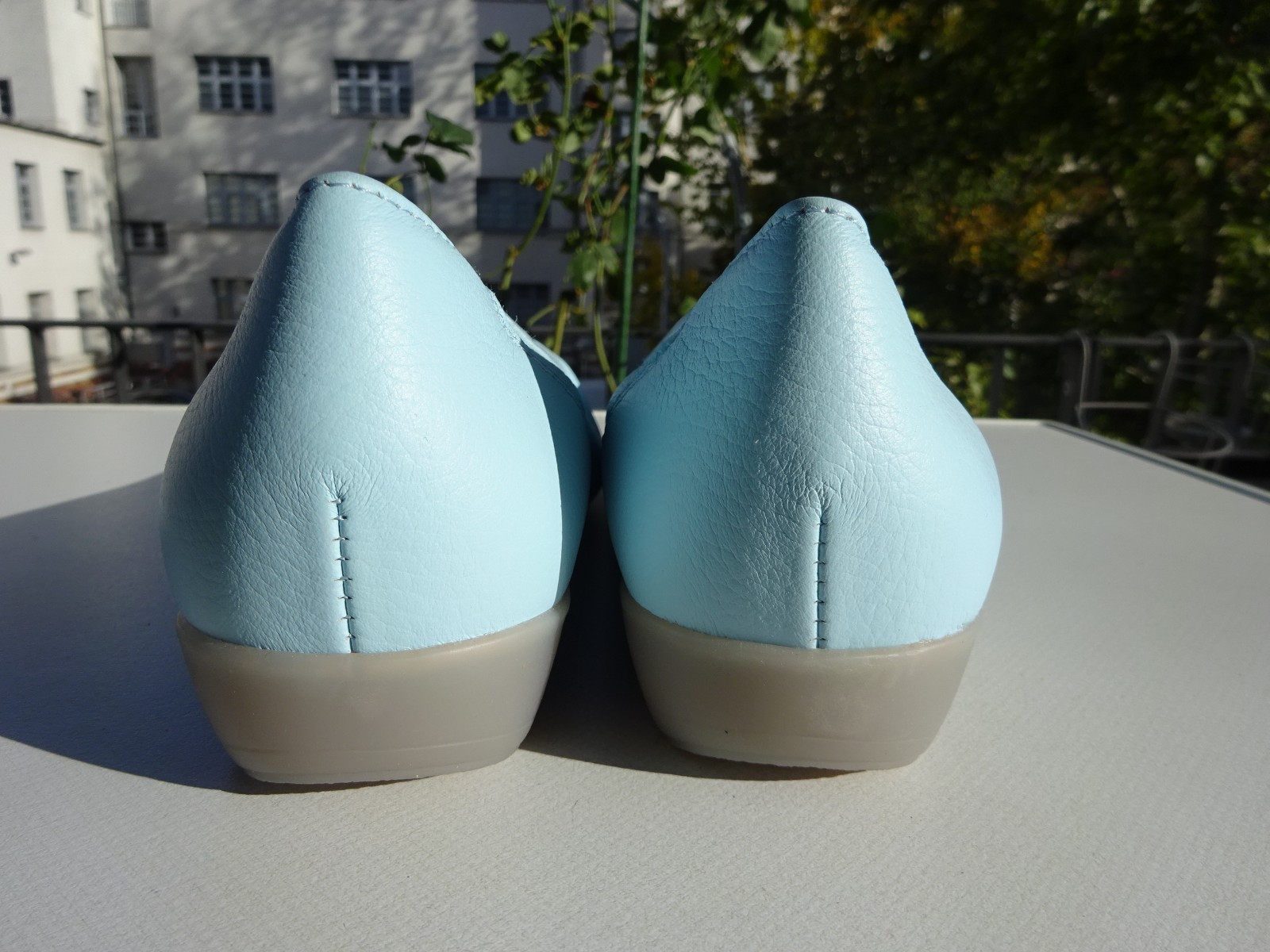 Vitaform women’s ballet flats leather deerskin rubber edge light blue Germany size 38 H New