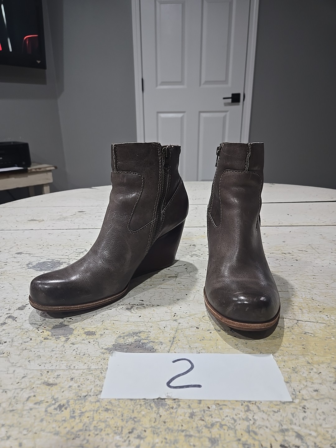 Kork Ease Michelle Boots K27760 Brown Wedge Booties Size 7.5 M